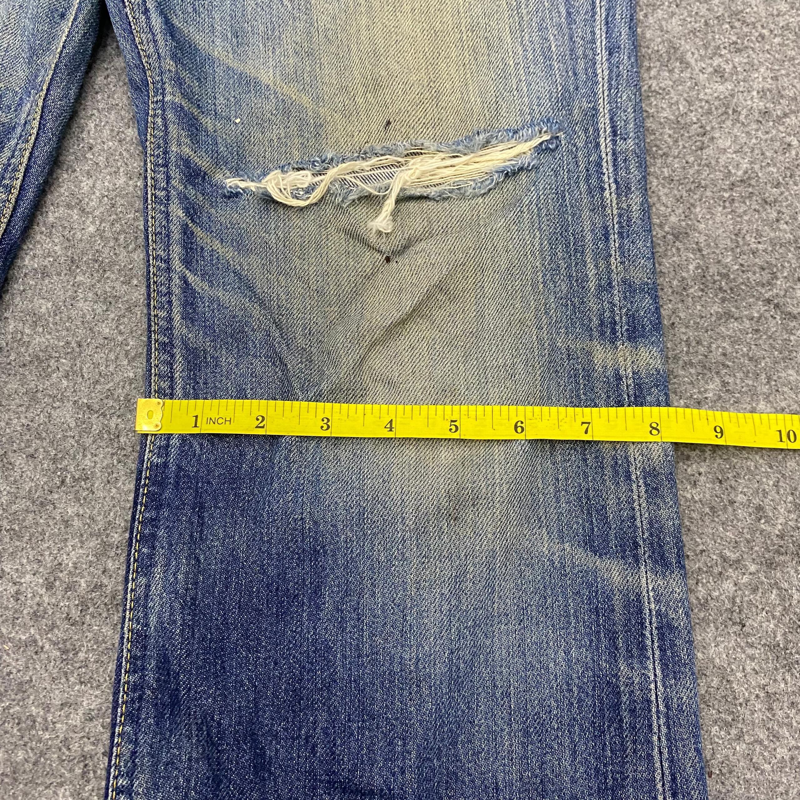 If Six Was Nine 💥Flare💥Vintage Lee Riders Distressed Denim Size US 32 / EU 48 - 7 Thumbnail