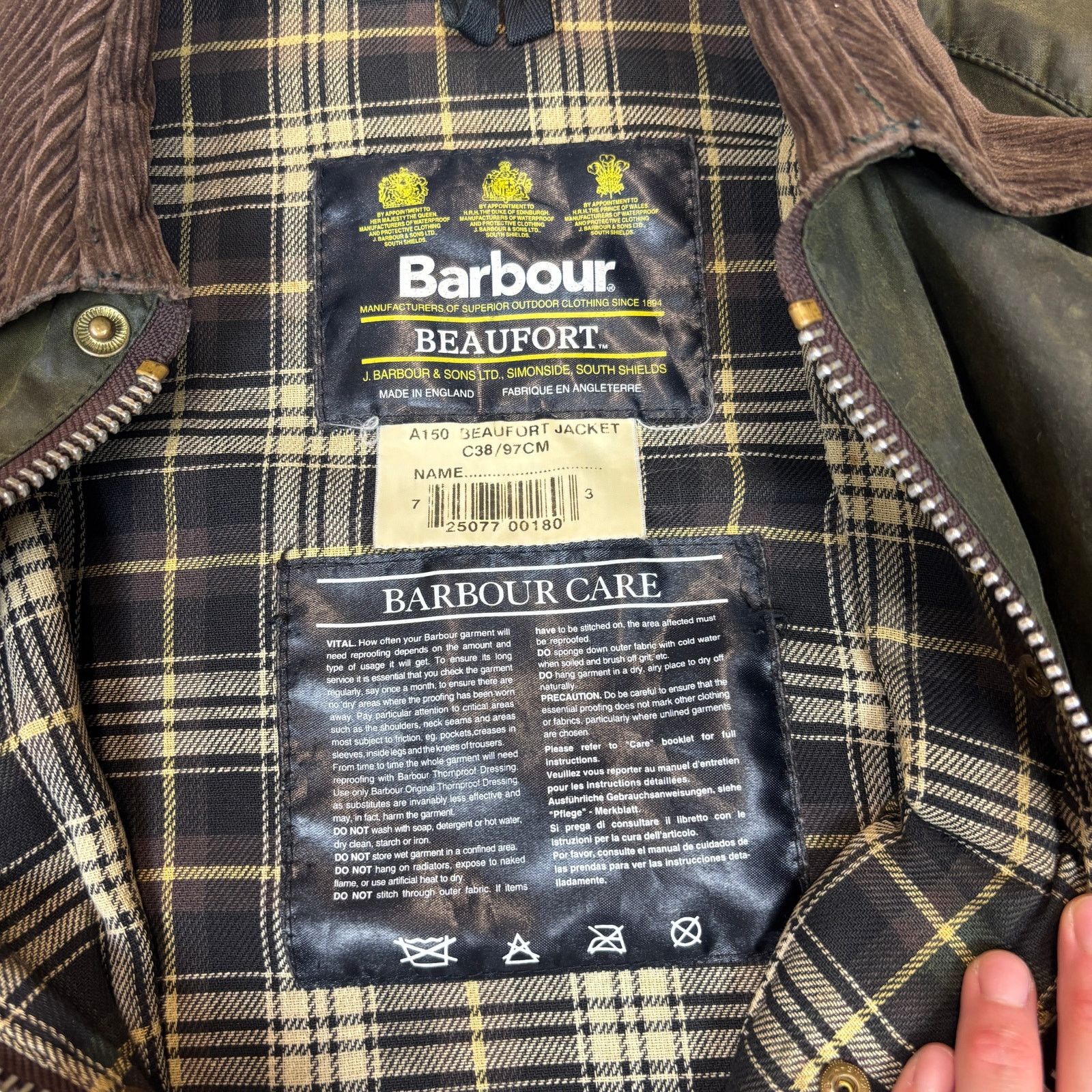 Barbour Barbour Classic Beaufort Waxed Plaid Lined Olive Jacket C38 Size US M / EU 48-50 / 2 - 4 Thumbnail