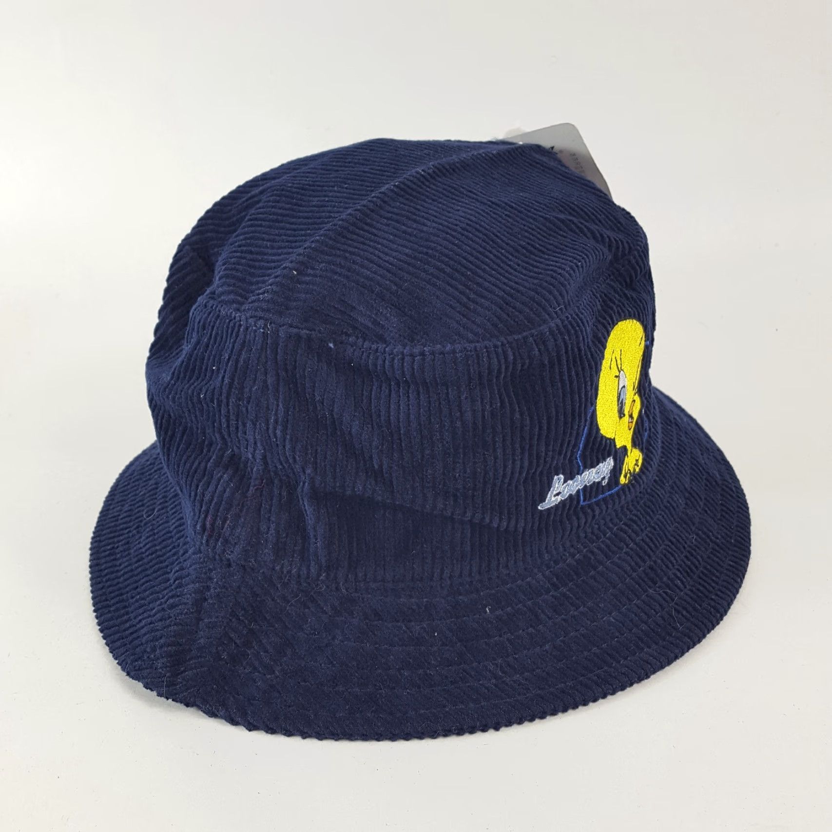 Vintage VINTAGE Looney Tunes Tweety Bird Bucket Hat M Blue Corduroy 90s Cartoon Casual Mens Size ONE SIZE - 3 Thumbnail