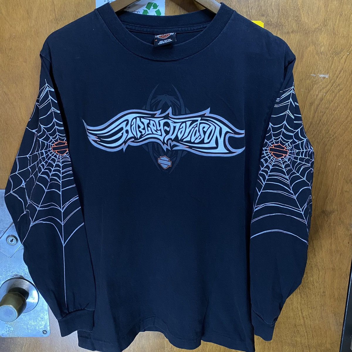 Harley Davidson × Travis Scott × Vintage Vintage Spider Web Sleeve Harley  Davidson Shirt | Grailed