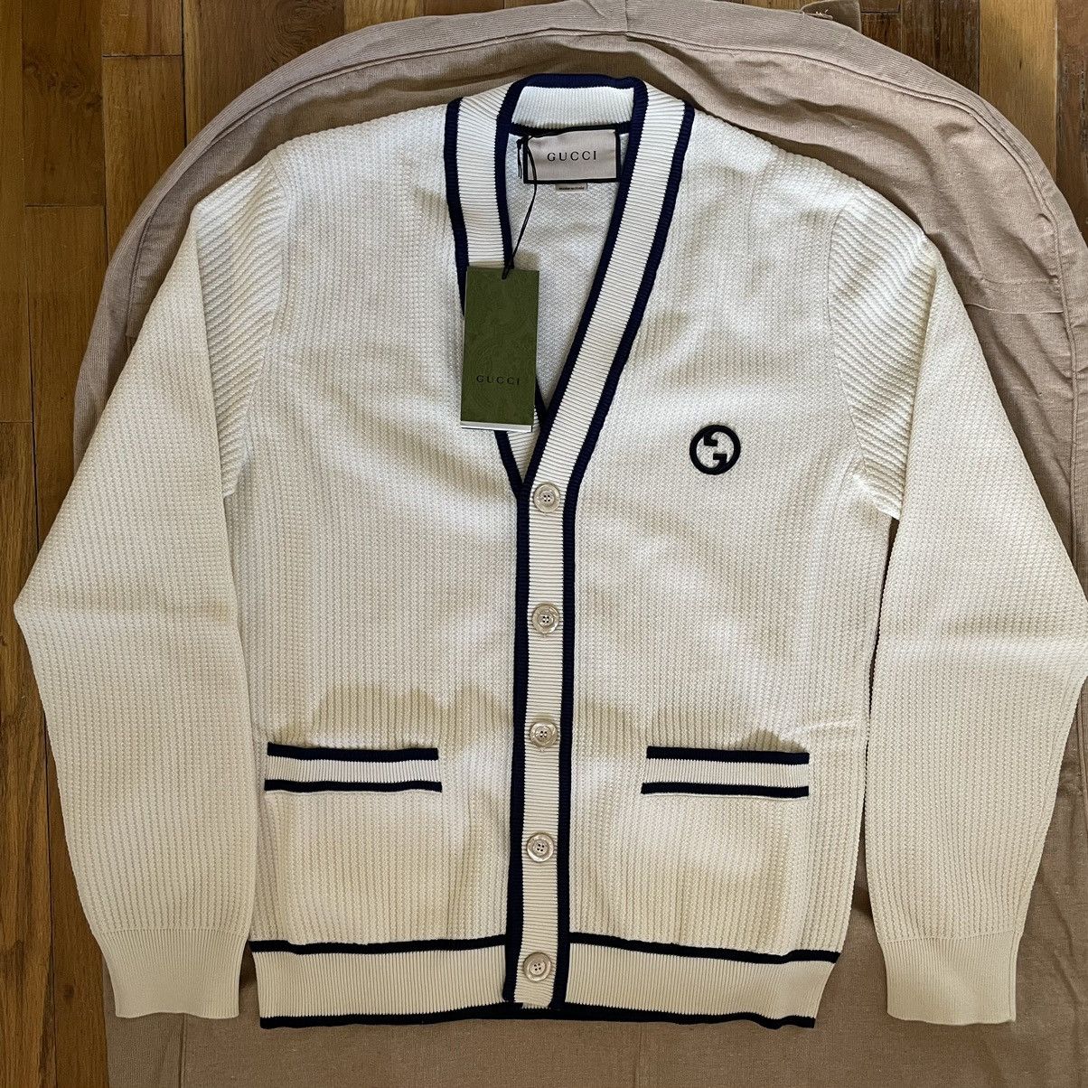 Image of Gucci Cotton Wool Cardigan in Cream, Men's (Size Small)