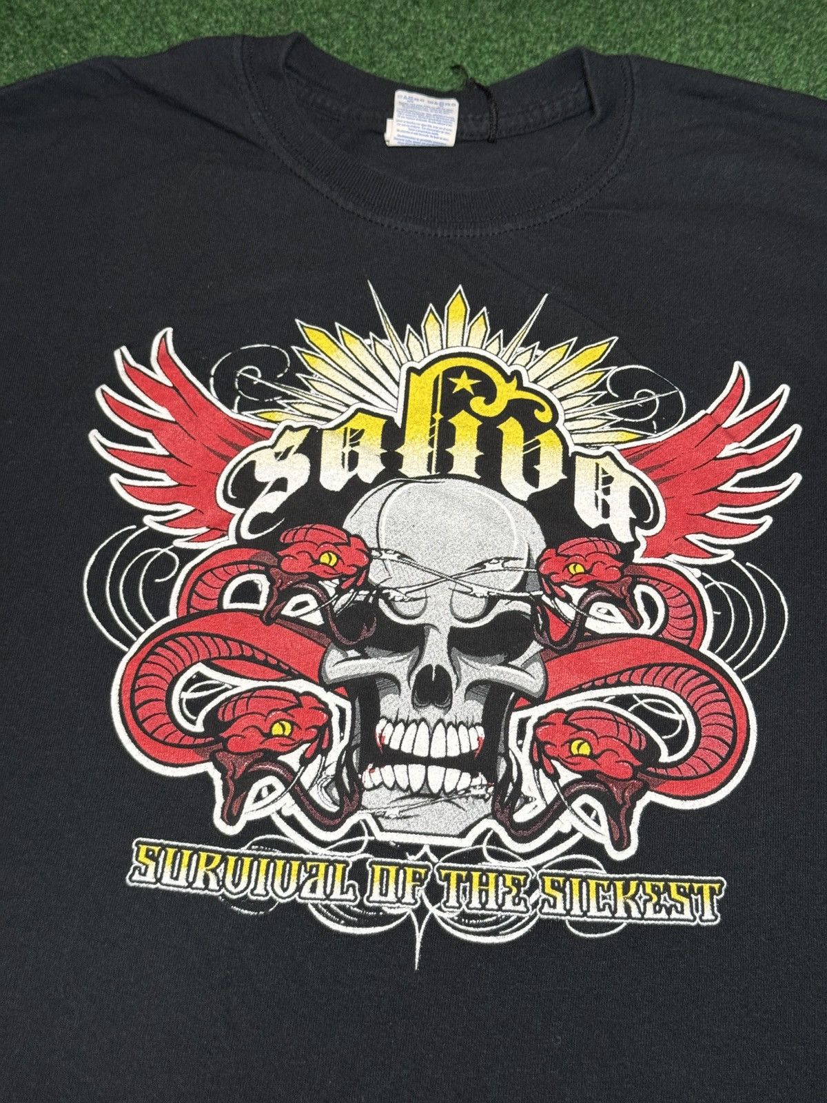 JNCO Y2K Survival Of The Fittest Jnco Style Skull Snake T Shirt Size US M / EU 48-50 / 2 - 2 Thumbnail