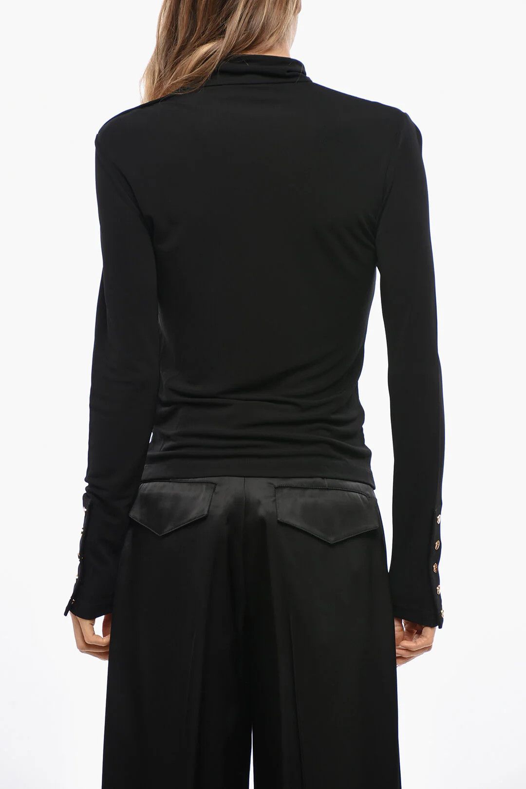 Tory Burch og1mm0426 Viscose High-Neck Top in Black Size M / US 6-8 / IT 42-44 - 3 Thumbnail