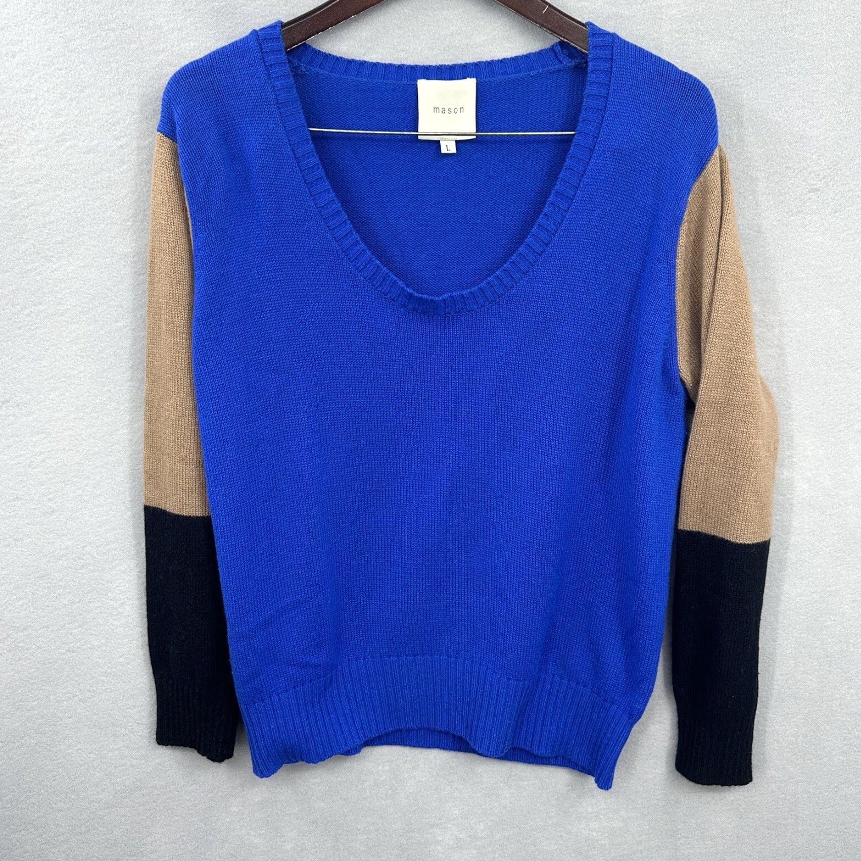 Mason's Mason Sweater Women L Blue Cashmere Blend Dolman Crewneck Pullover - - Classic Designer Knit Sweatshirt Size L / US 10 / IT 46 - 4 Thumbnail