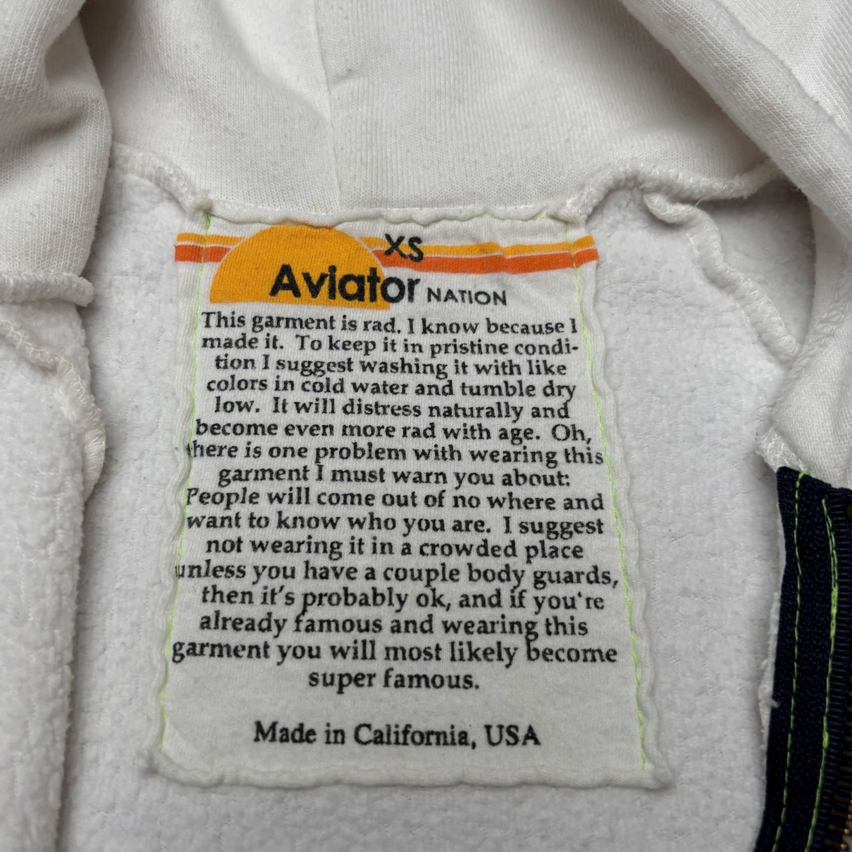 Aviator Nation Aviator Nation Hoodie Full Zip Rainbow Stitch Sleeve Women's XS Retro Loungewear Size XS / US 0-2 / IT 36-38 - 4 Thumbnail