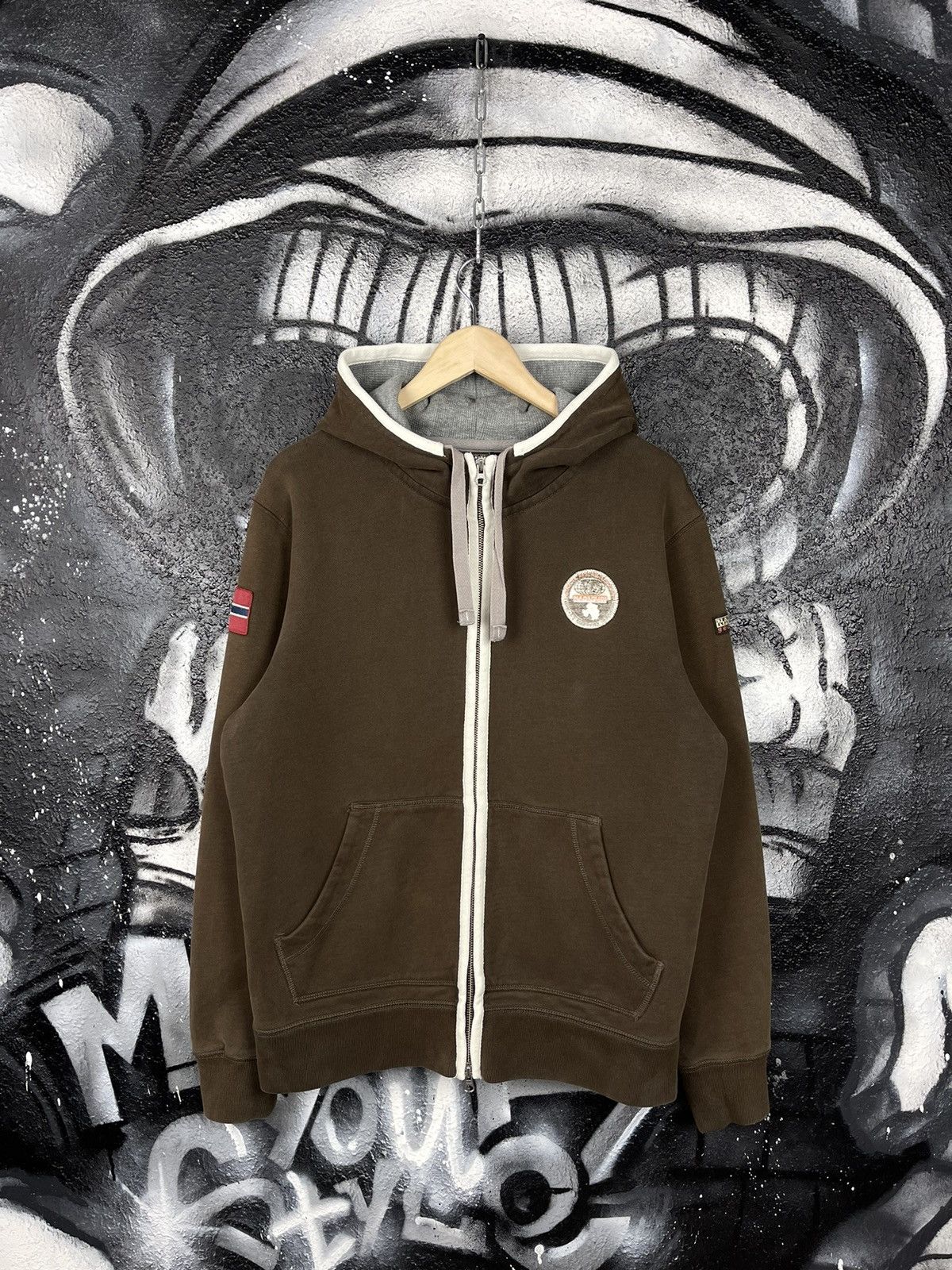Napapijri × Vintage Vintage Napapijri Full Zip Brown Hoodie Men’s Size L Size US L / EU 52-54 / 3 - 2 Thumbnail