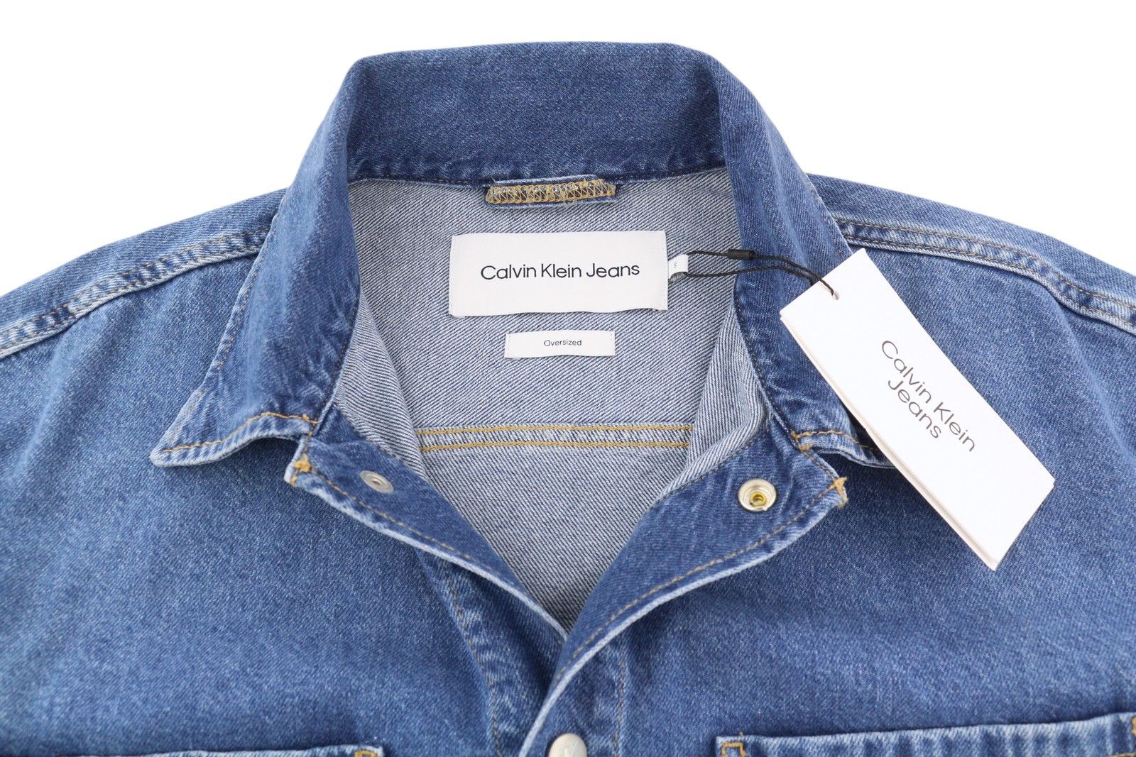 Calvin Klein S Denim Blue Trucker Oversized Snap Buttons Jacket 85025 Size US S / EU 44-46 / 1 - 5 Thumbnail