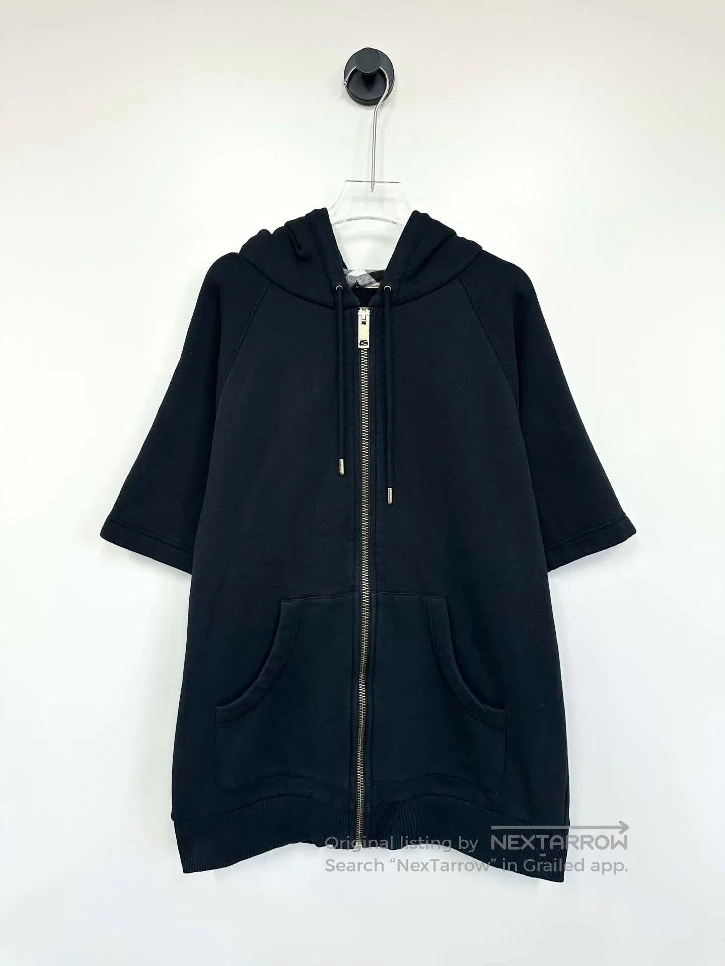 Burberry Burberry Black Zip-up Plaid Hooded Short-sleeve Sweatshirt Size US M / EU 48-50 / 2 - 1 Thumbnail