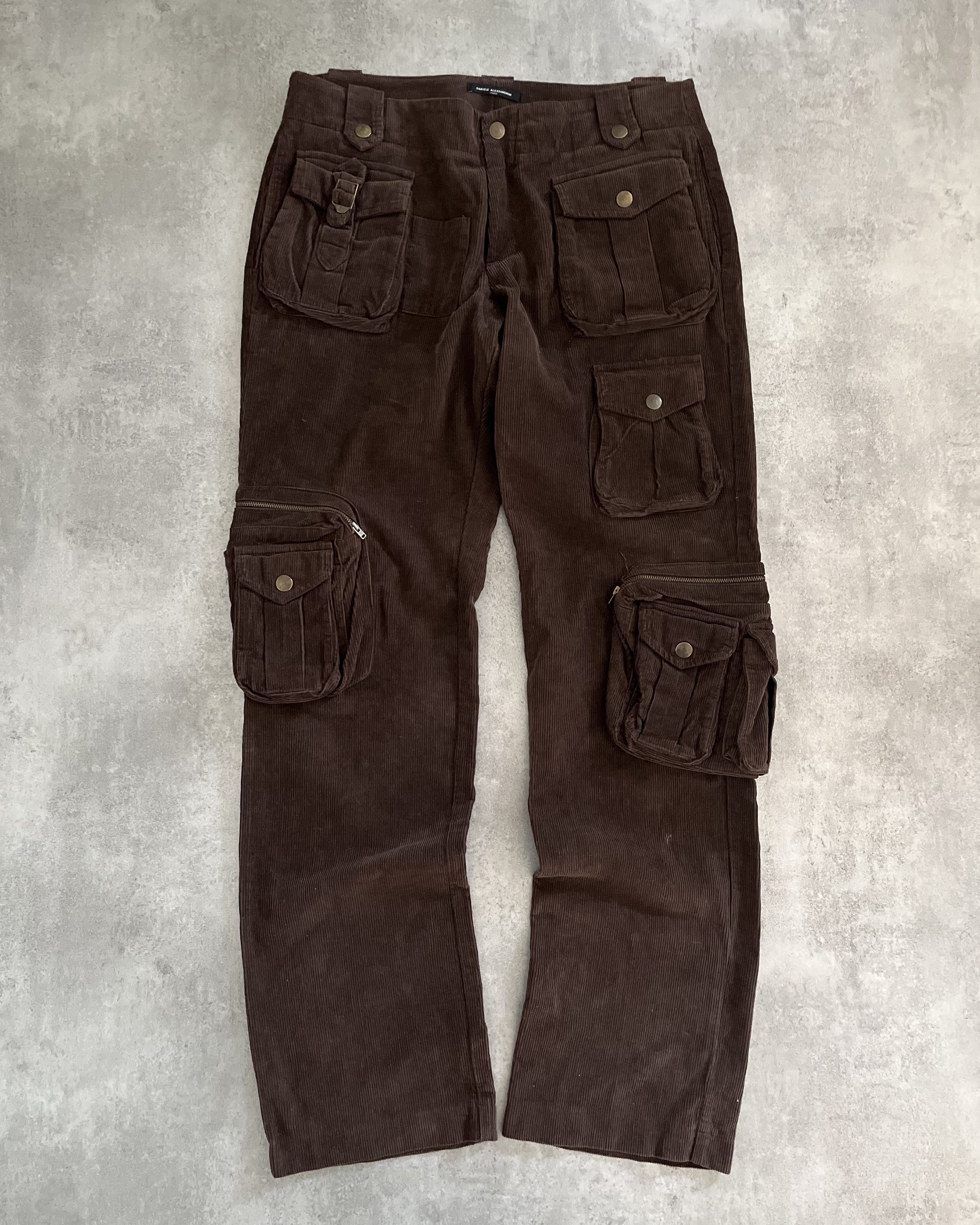 image of Archival Clothing x Daniele Alessandrini Aw2004 Daniele Alessandrini Velvet Cargo Pants in Brown (S