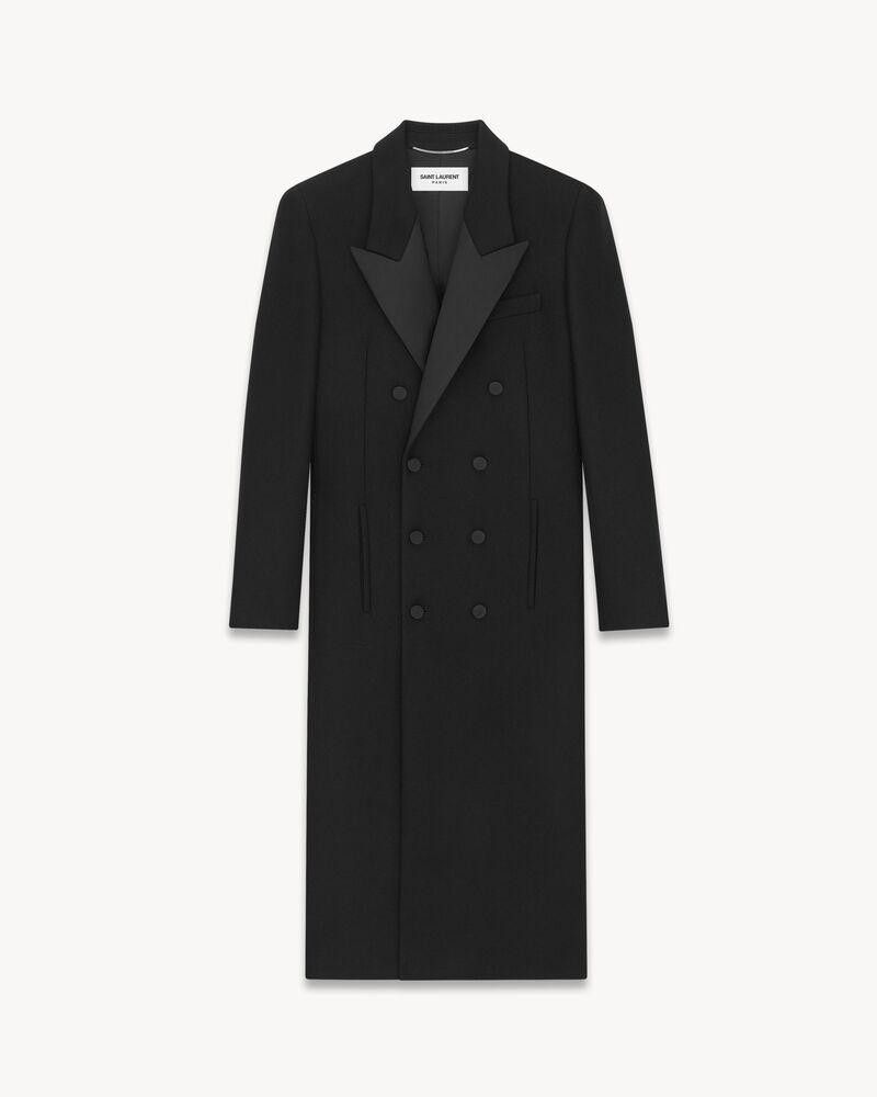Saint Laurent Paris o1loc1c0326 Double-Breasted Long Wool Coat in Black Size US L / EU 52-54 / 3 - 1 Thumbnail