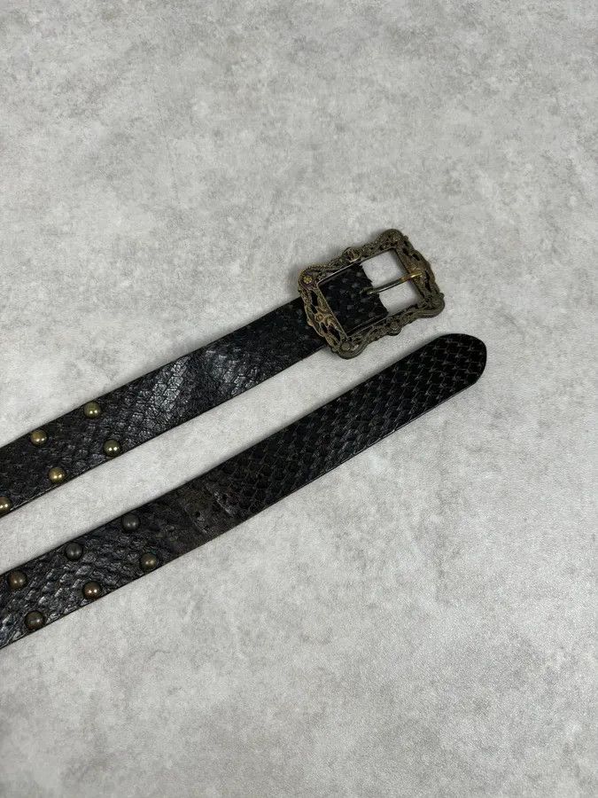 Just Cavalli AW2008 Cavalli Black Snakeskin Effect Studded Leather Belt Size ONE SIZE - 3 Thumbnail