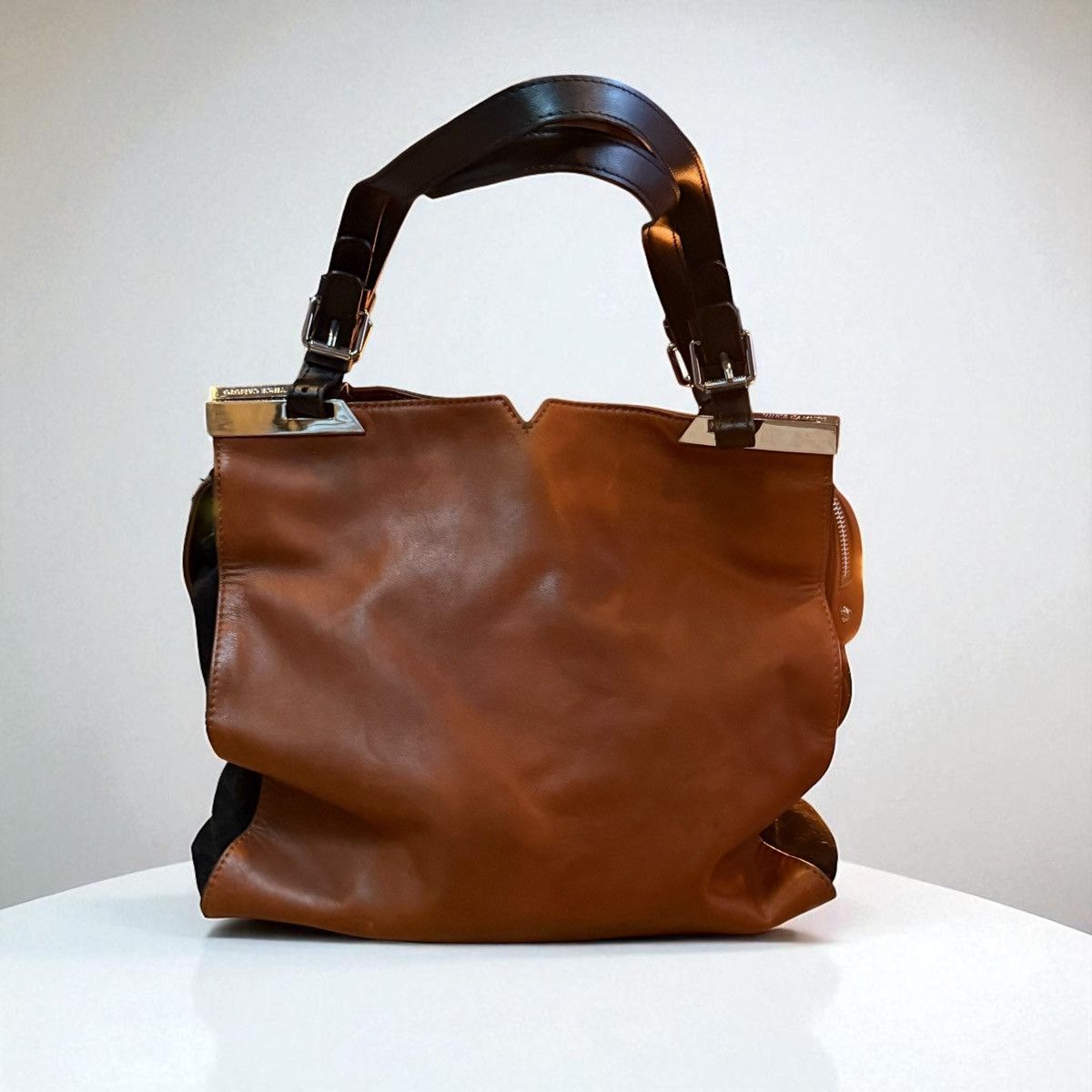 Vince Camuto large two tone leather shoulder bag