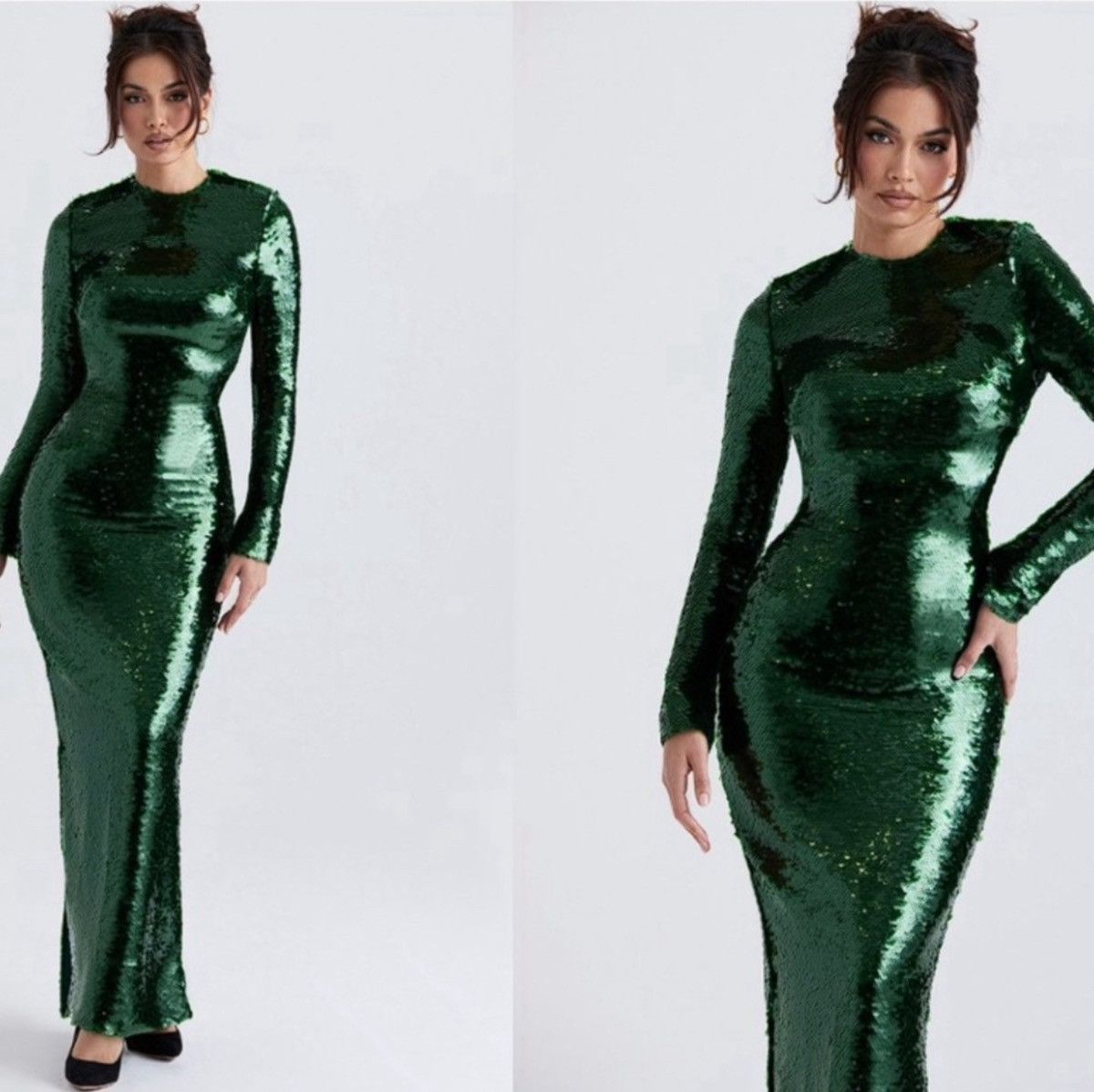 House of CB NWT House of CB Belle Green Sequin Open Back Maxi Dress Sz S Size S / US 4 / IT 40 - 3 Thumbnail