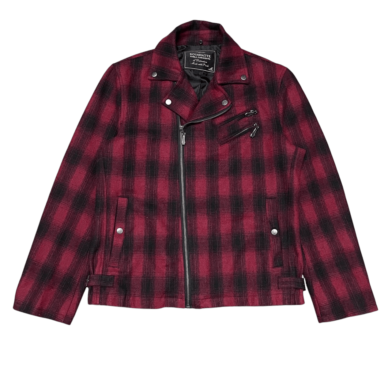 Japanese Brand Vintage Roushatte Shadow Plaid Wool Rider Jacket Size US M / EU 48-50 / 2 - 1 Thumbnail