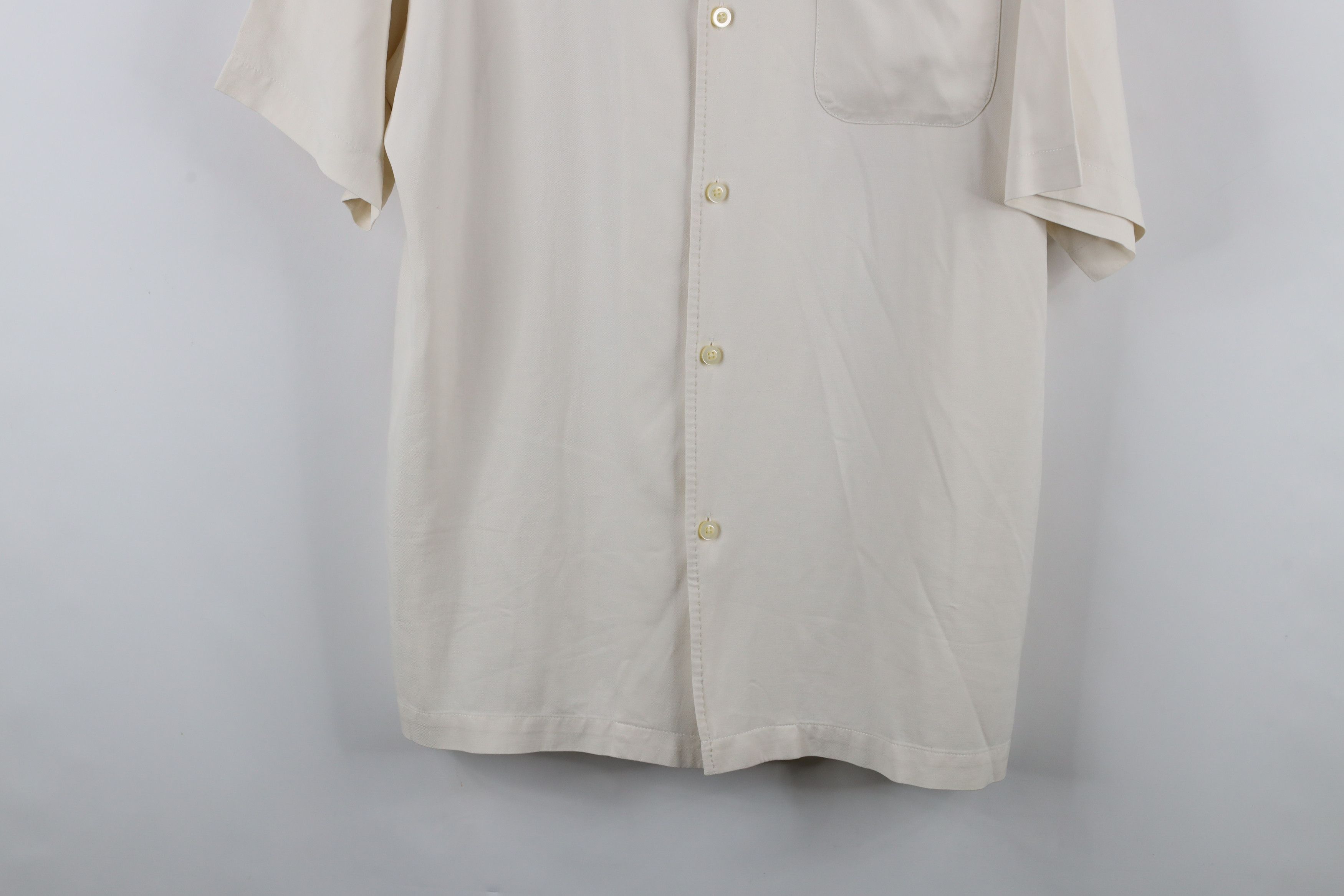Tommy Bahama × Vintage Vintage Tommy Bahama Silk Looped Collar Button Shirt Cream Size US L / EU 52-54 / 3 - 3 Thumbnail
