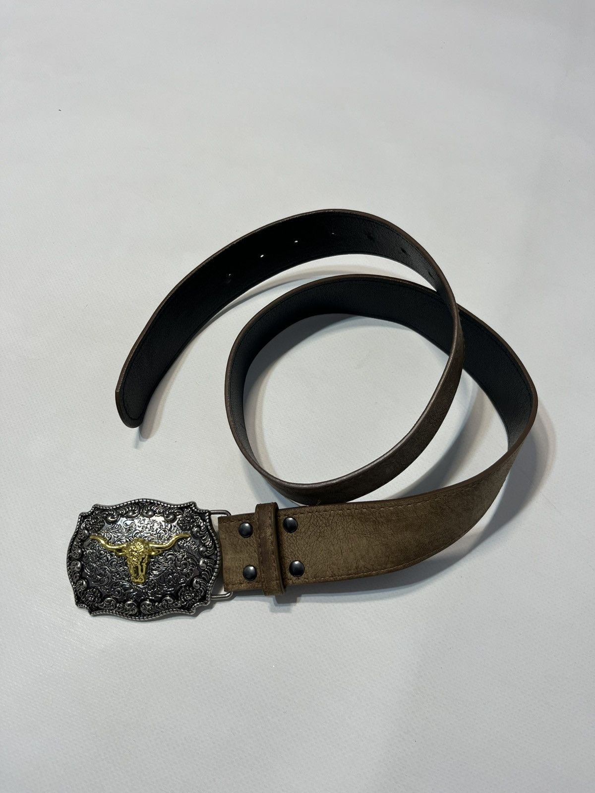 Vintage Vintage Leather Bull Belt Size ONE SIZE - 2 Thumbnail