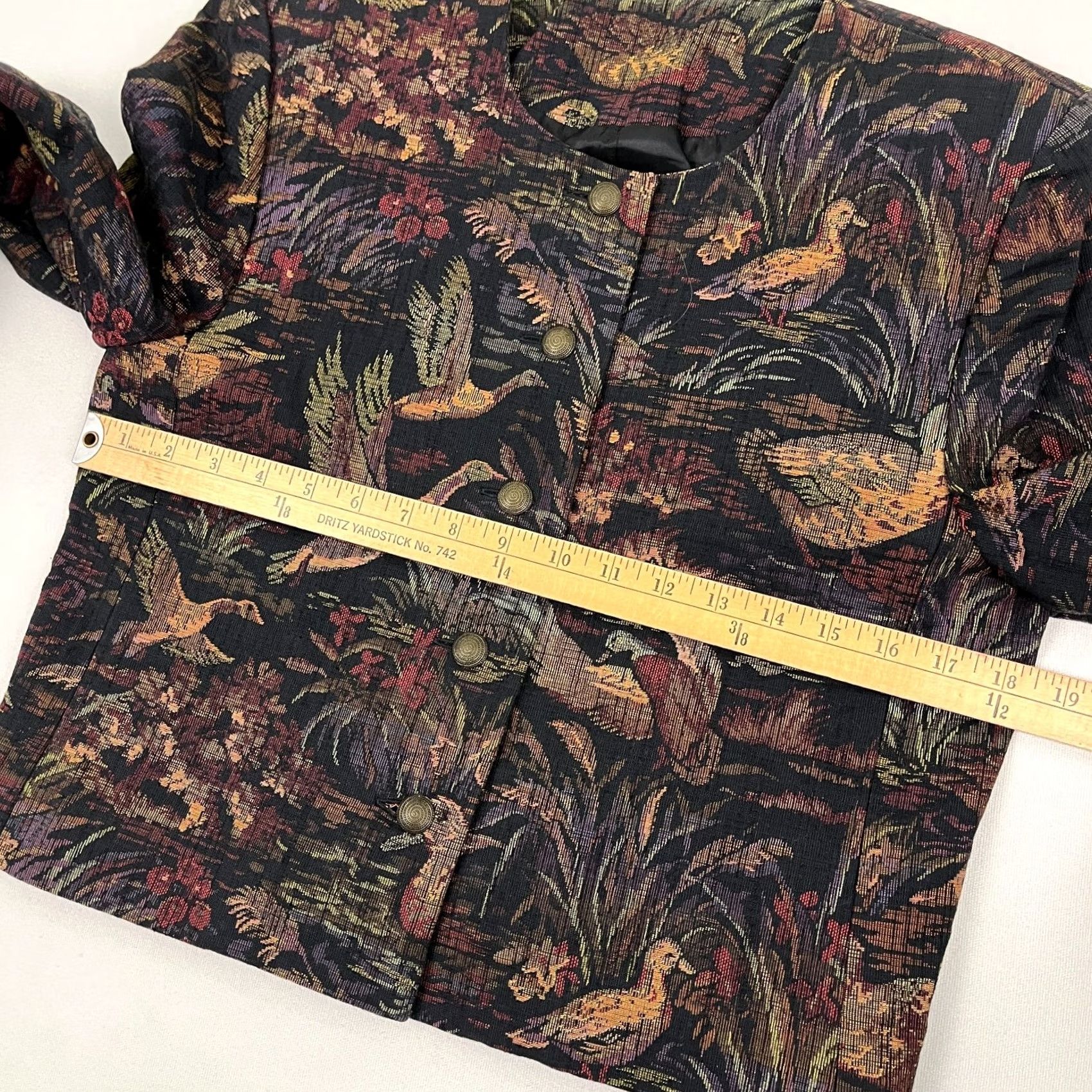 Lands' End VINTAGE Lands End Jacket Womens 8 Reg Cropped Duck Brocade Tapestry Blazer Preppy Jacket Size M / US 6-8 / IT 42-44 - 4 Thumbnail