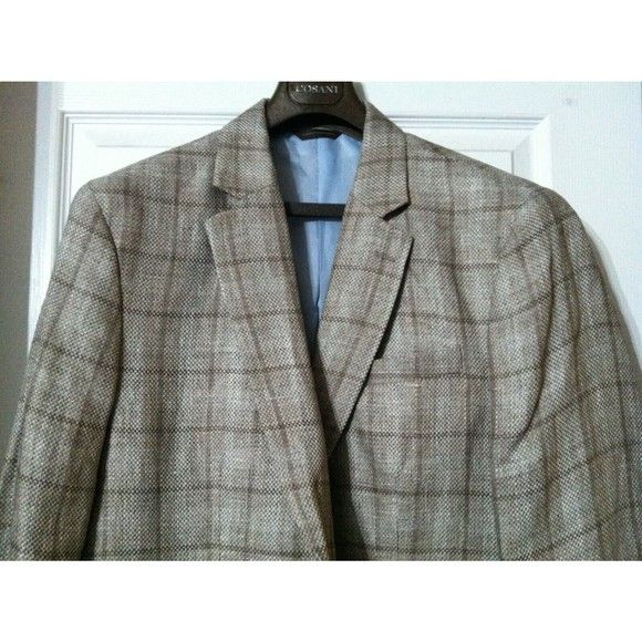 Tasso Elba TASSO ELBA MENS NEW KHAKI 100%LINEN SPORT COAT SIZE: XL Size US XL / EU 56 / 4 - 2 Thumbnail