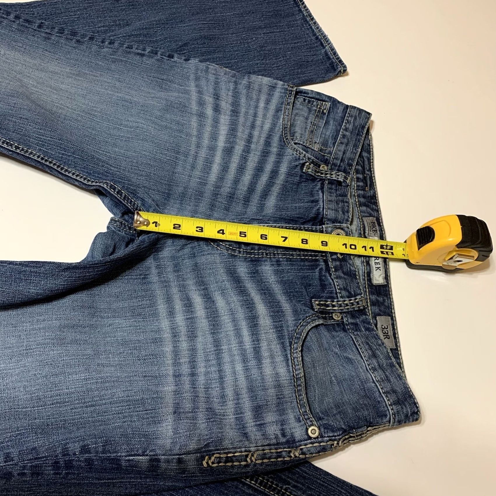 BKE BKE Mens DEREK Bootcut Jeans Blue Denim 34x31 Regular Size 34 8.5in Leg Opening Buckle Bke Cowboy Western Rockabilly Style Mens Size US 34 / EU 50 - 5 Thumbnail
