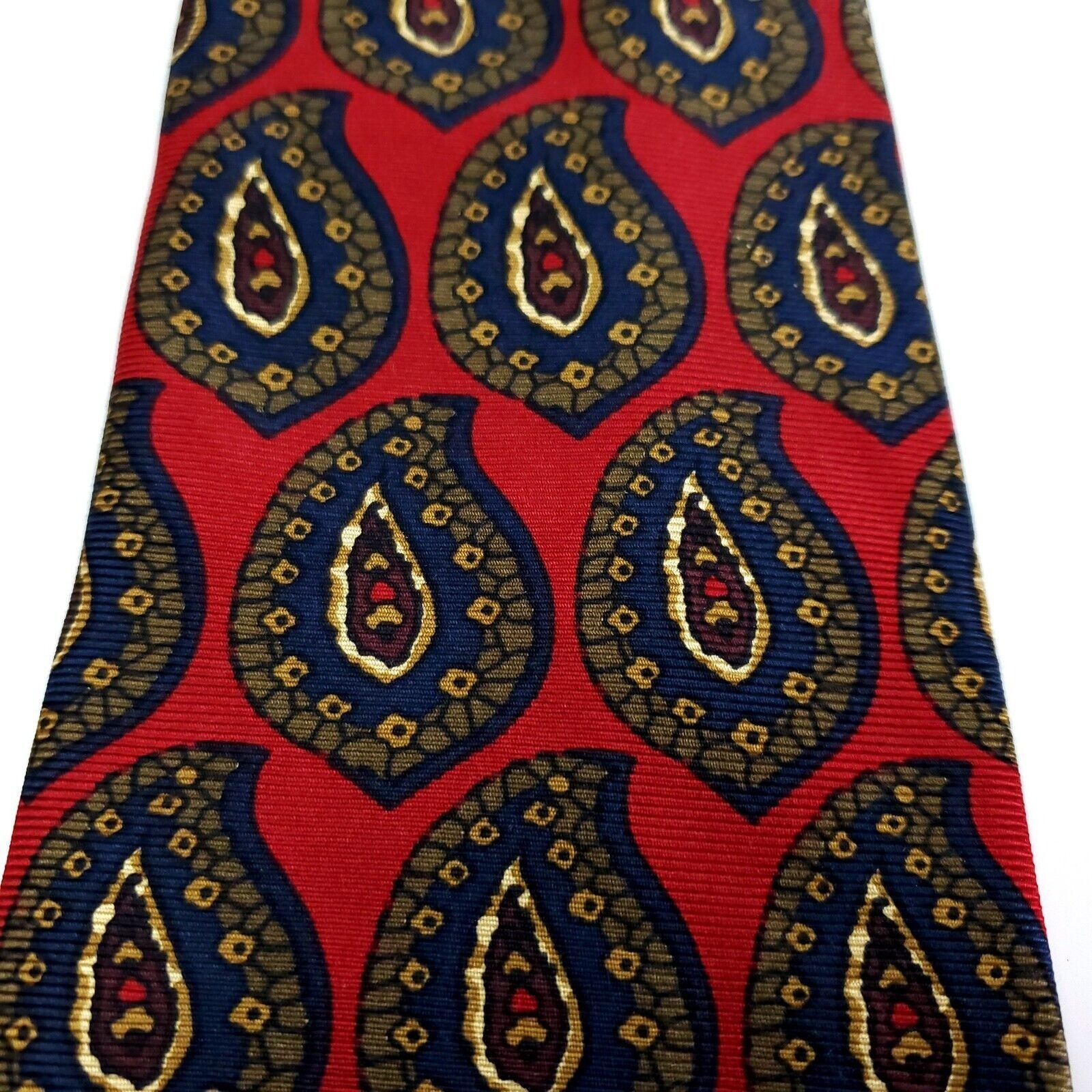 Paul Fredrick Paul Fredrick Red Paisley Print Silk Tie Size ONE SIZE - 2 Thumbnail
