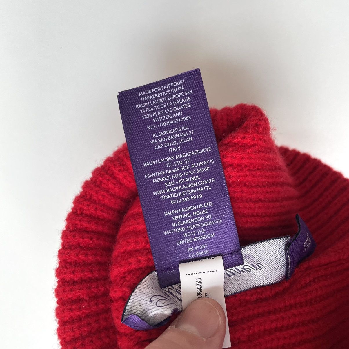 Ralph Lauren Purple Label PURPLE LABEL Ralph Lauren 100% Cashmere Red Knit Beanie Size ONE SIZE - 4 Thumbnail