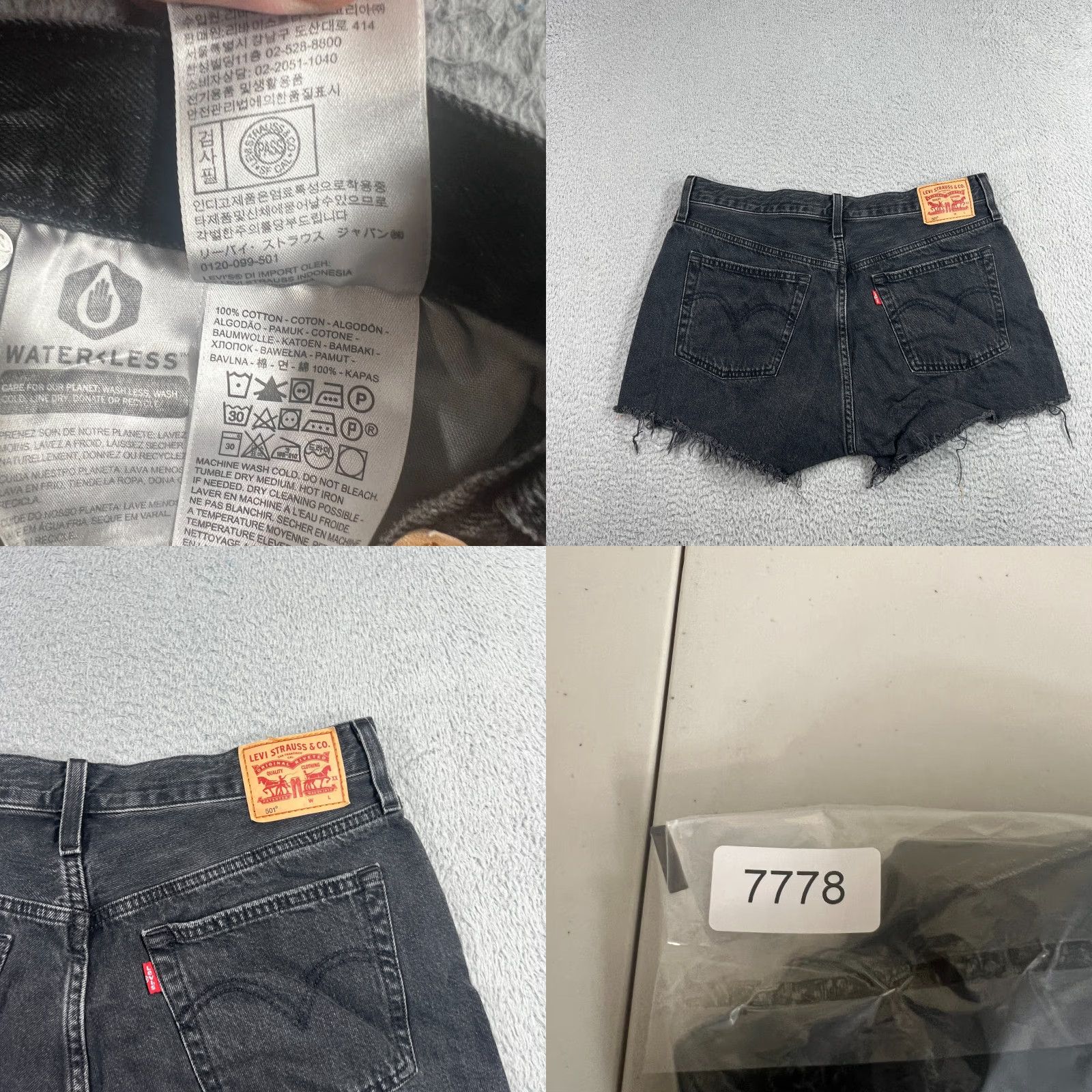 Levi's VINTAGE Levi's Women's 501 Black Denim Shorts Cut-Off Mid Rise 32 Waist Casual Summer Size 24" / US 00 / IT 34 - 8 Thumbnail
