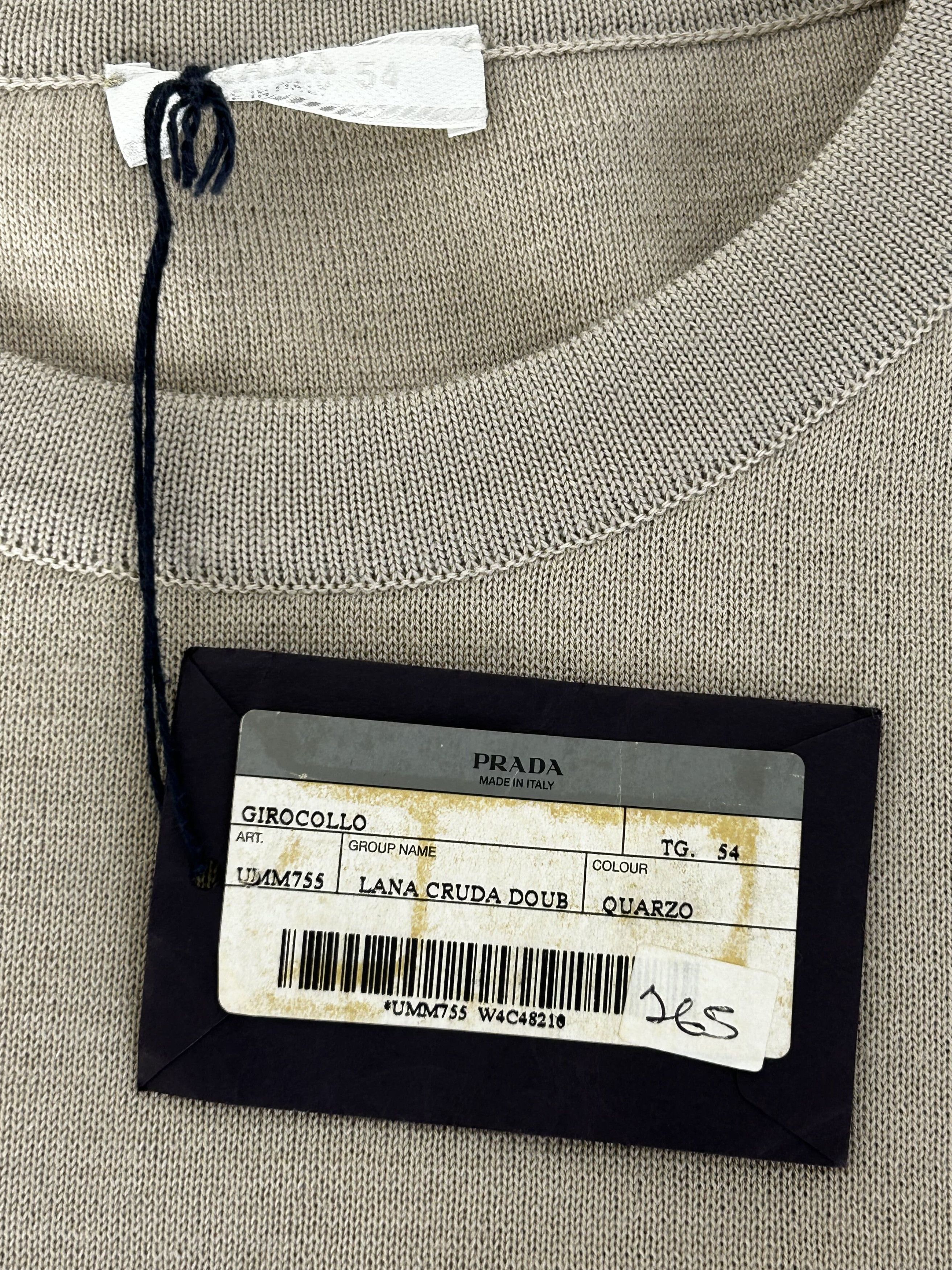 Prada Prada Crew Neck Heavy Tight Knit Beige Wool Jumper size 54 Size US XL / EU 56 / 4 - 4 Thumbnail