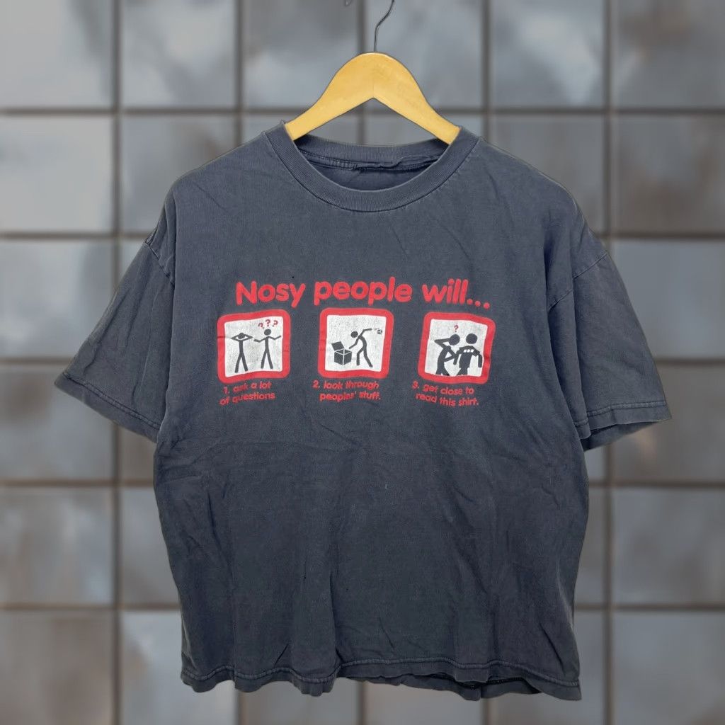 Vintage VINTAGE 90s Sun Faded Statement Comedy Funny T-Shirt Large XL Men Black Size US L / EU 52-54 / 3 - 1 Thumbnail