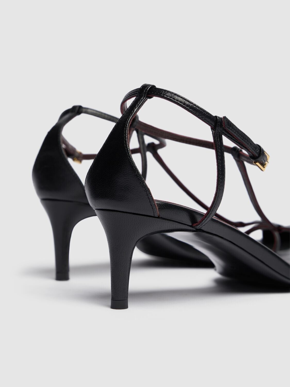 KHAITE KHAITE Bella Black Leather 45mm Sandals Size US 6 / IT 36 - 4 Thumbnail