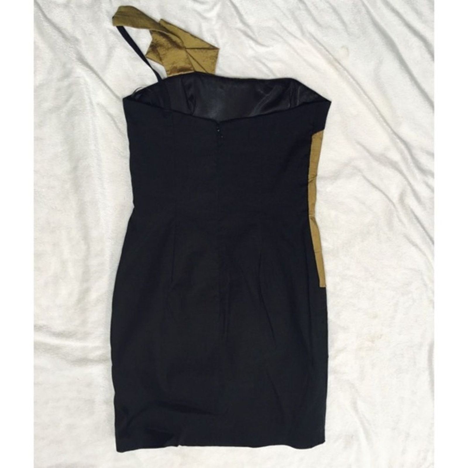 slim fit dress slacks Petite Mariah Metallic Foil Knit One Shoulder Floor Length Dress