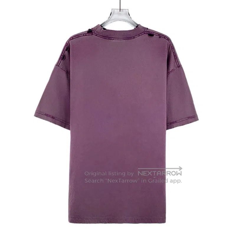 Balenciaga Balenciaga Purple Aged Hole Logo Print Cotton Crewneck Sho Size US S / EU 44-46 / 1 - 2 Thumbnail