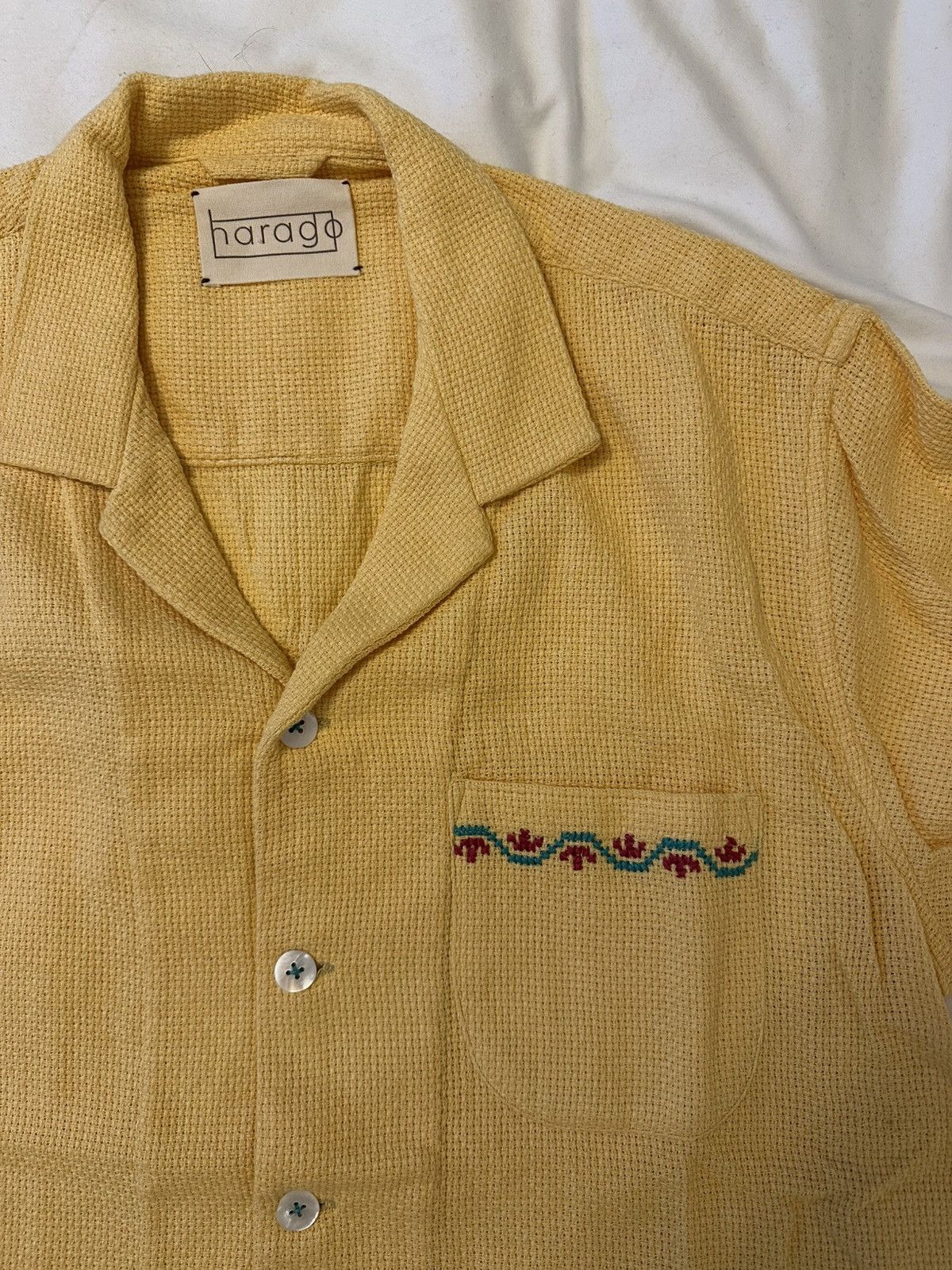 HARAGO Cross-stitched cotton short-sleeved shirt Size US M / EU 48-50 / 2 - 2 Thumbnail