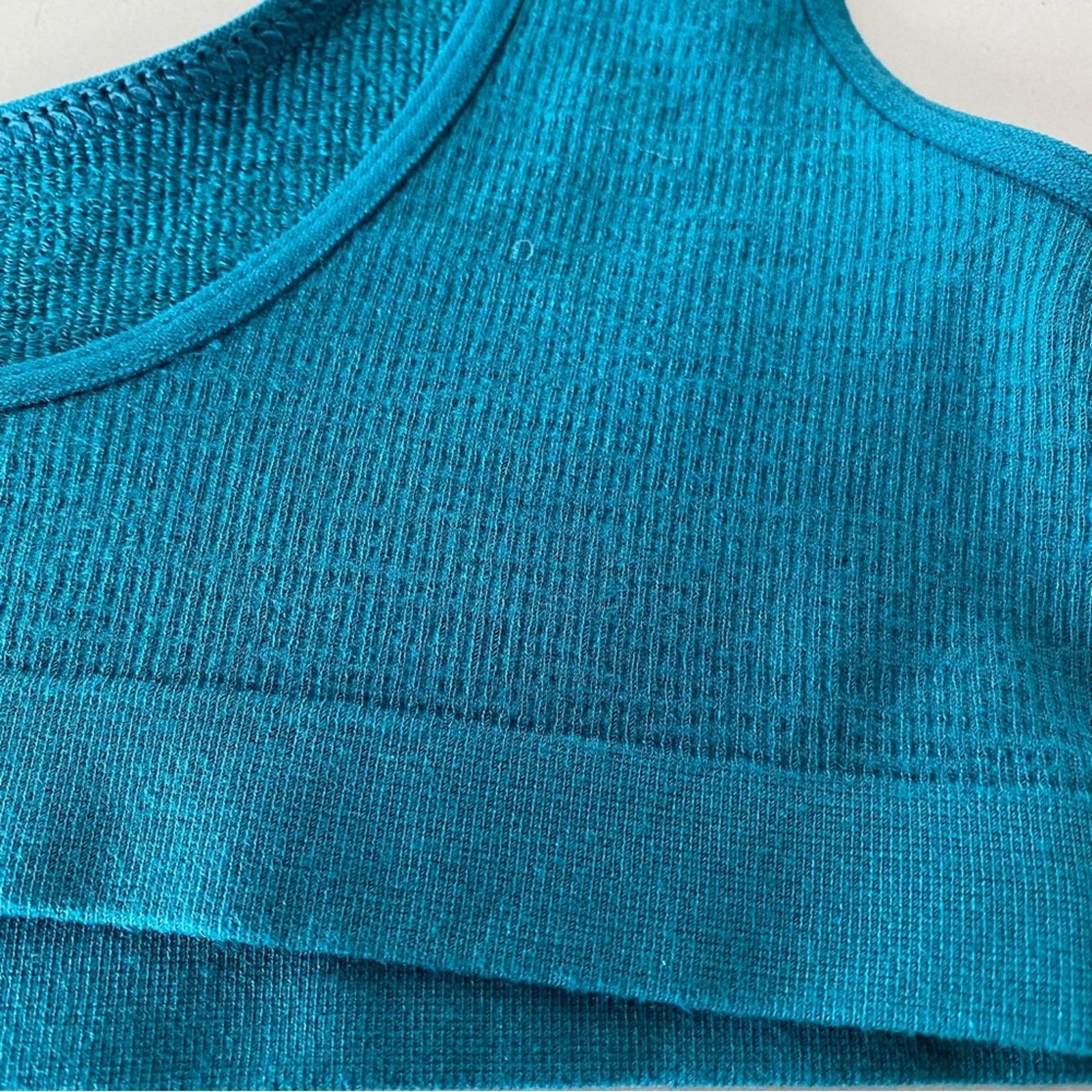 Anthropologie NEW ANTHROPOLOGIE. Blue Aqua Turquoise Ribbed Scoop Bralette Size M / US 6-8 / IT 42-44 - 4 Thumbnail
