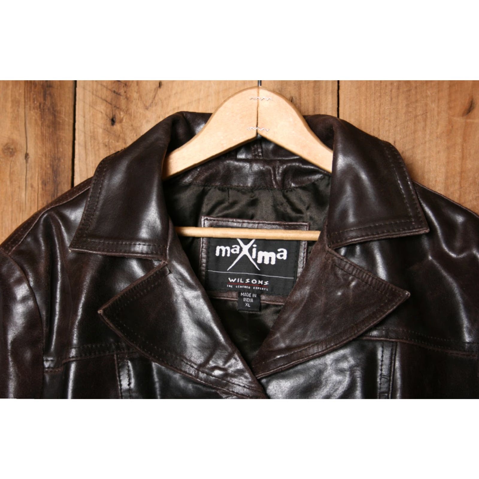 Vintage VINTAGE Maxima by WILSONS Stiff Brown Leather Car Coat Women's XXL XL Size XL / US 12-14 / IT 48-50 - 2 Thumbnail