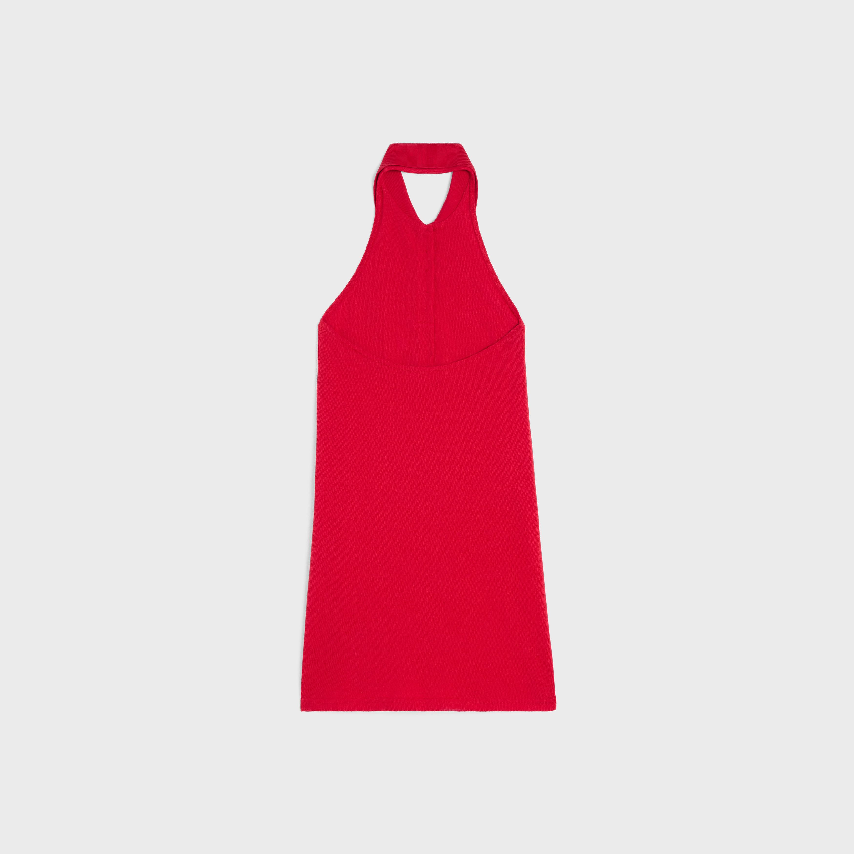 Celine o1w1db11124 Cotton Pique Triomphe Mini Polo Dress in Red Size S / US 4 / IT 40 - 2 Thumbnail
