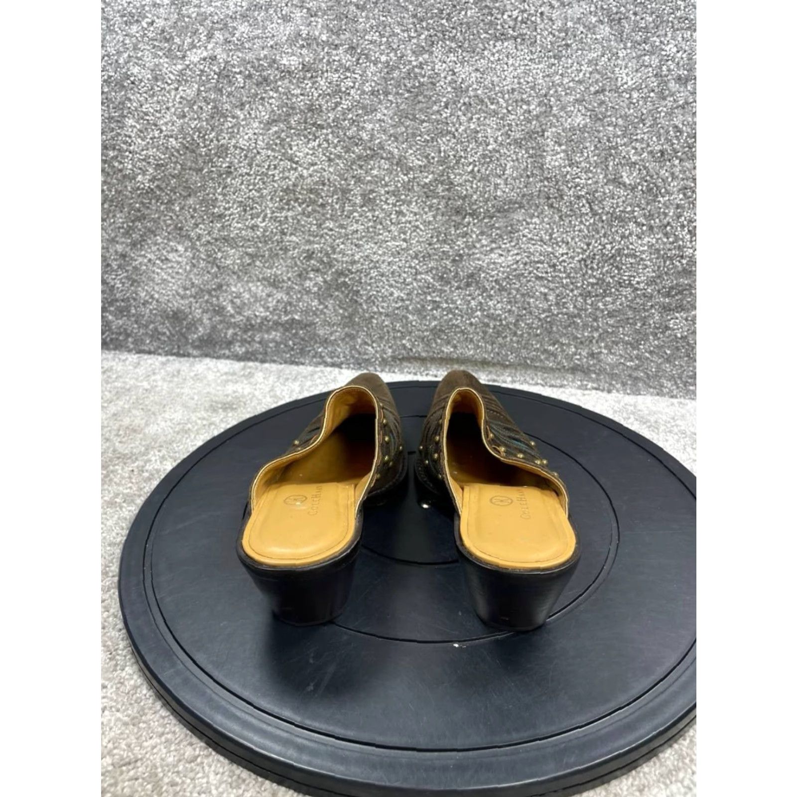 Cole Haan Y2k Cole Haan Heels Womens Size 8 Brown Suede Morgan Mules Studded Casual Sandal Block Heel Vintage: No Shaft: Mule Size US 8 / IT 38 - 6 Thumbnail