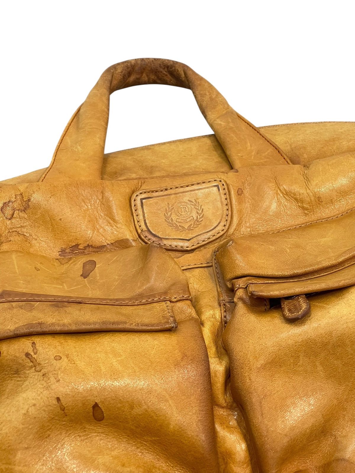 Genuine Leather Full Leather Beauty Patina Vtg TR Travel Duffle Bag 7🟩 Size ONE SIZE - 11 Thumbnail