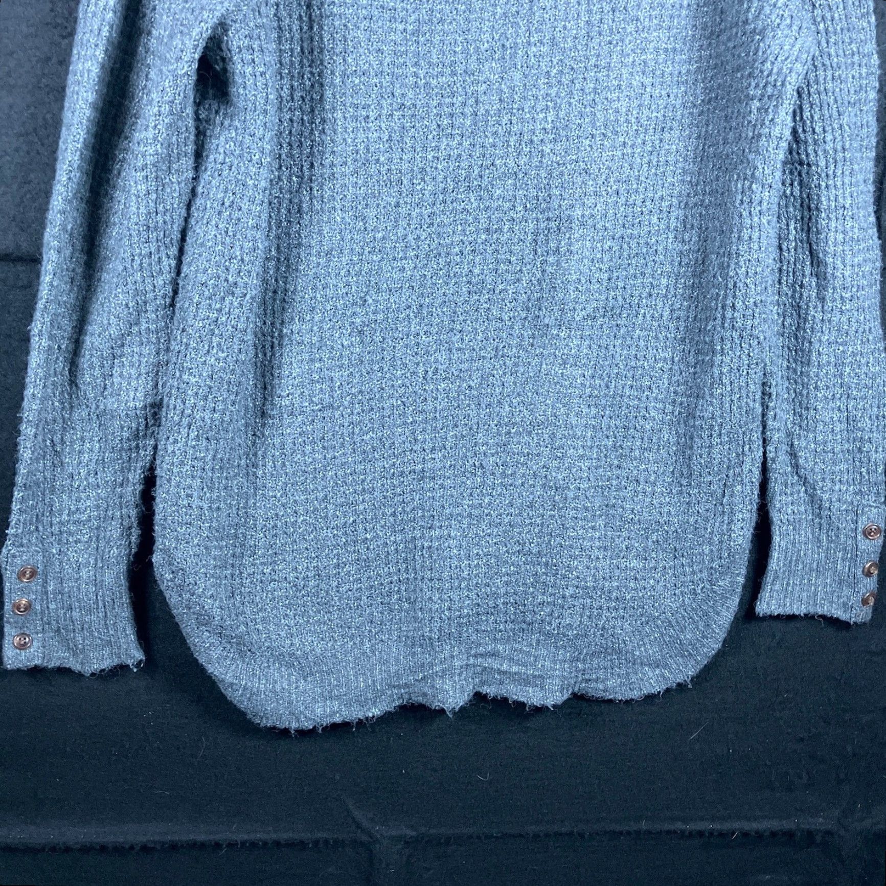 Vintage Maurices Womens Sweater Dark Gray Lightweight Waffle Knit Pullover L Size L / US 10 / IT 46 - 3 Thumbnail
