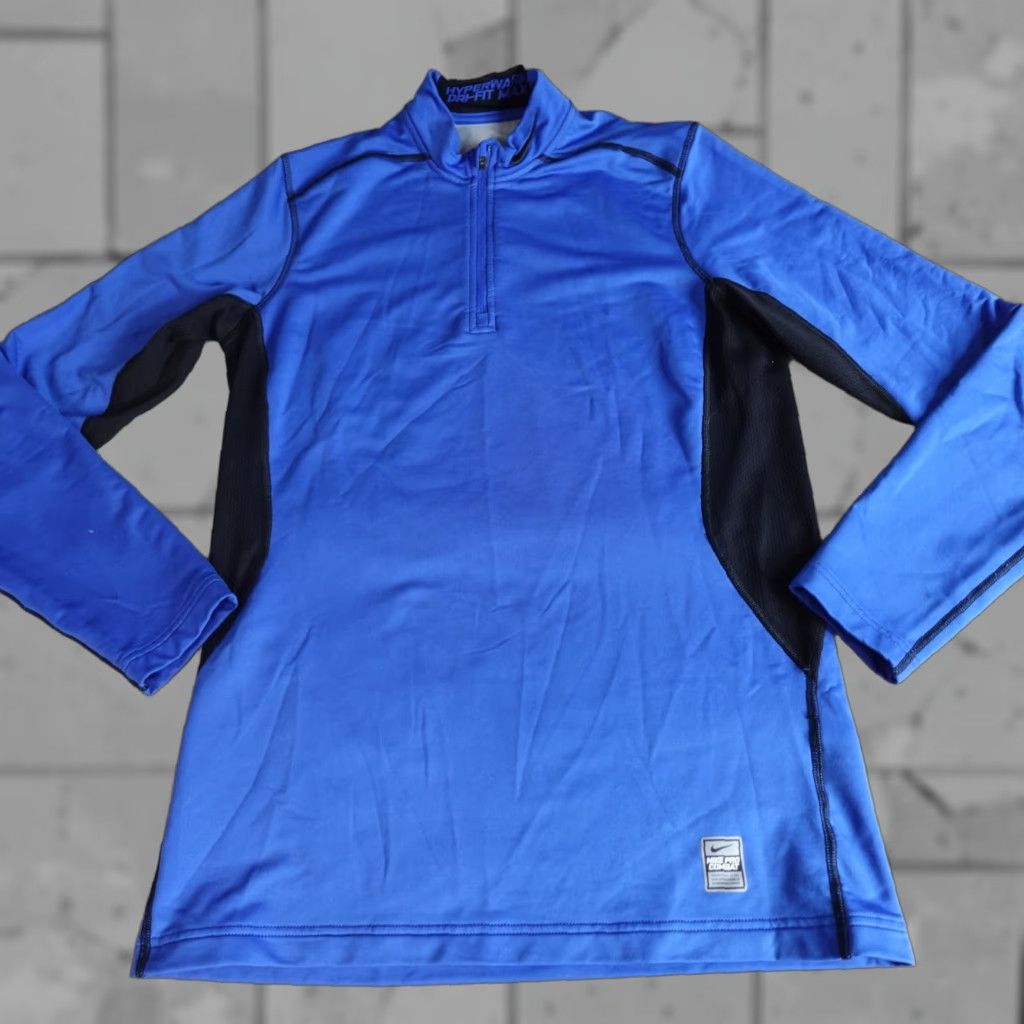 Nike Nike Pro Combat Sweater 1/4 Zip Regular Men Medium Blue Nike Pro Combat Pullover Fleece Mock Neck Activewear Size US M / EU 48-50 / 2 - 1 Thumbnail