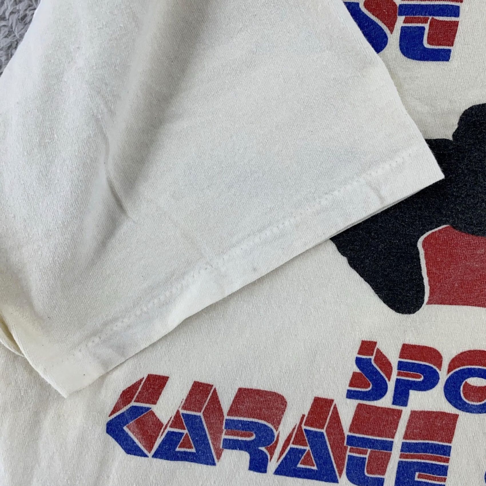 Vintage VINTAGE Distressed East Coast Sport Karate Center T-Shirt L/XL Mens Beige Cotton Short Sleeve Crew Neck Graphic Print 90s Jersey NJ Size US L / EU 52-54 / 3 - 3 Thumbnail