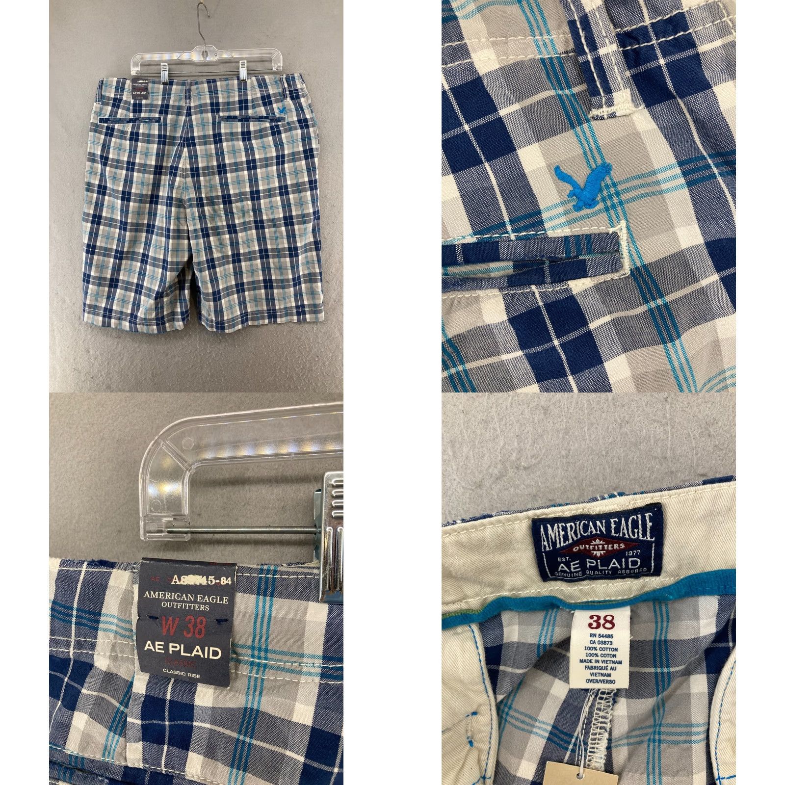 American Eagle Outfitters American Eagle Plaid Shorts Mens 38 Blue Bermuda Casual Cotton NWT Size US 38 / EU 54 - 8 Thumbnail