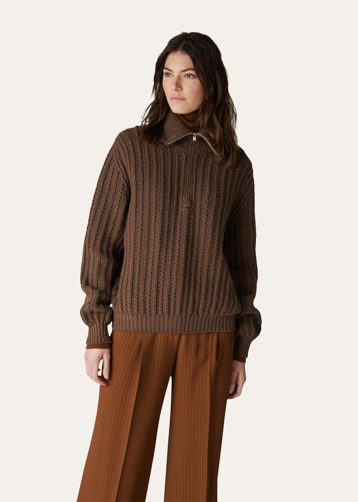 Loro Piana o1srvl11e0824 Waipara Half Zipper Sweater in Brown Size XXL / US 16-18 / IT 52-54 - 2 Thumbnail
