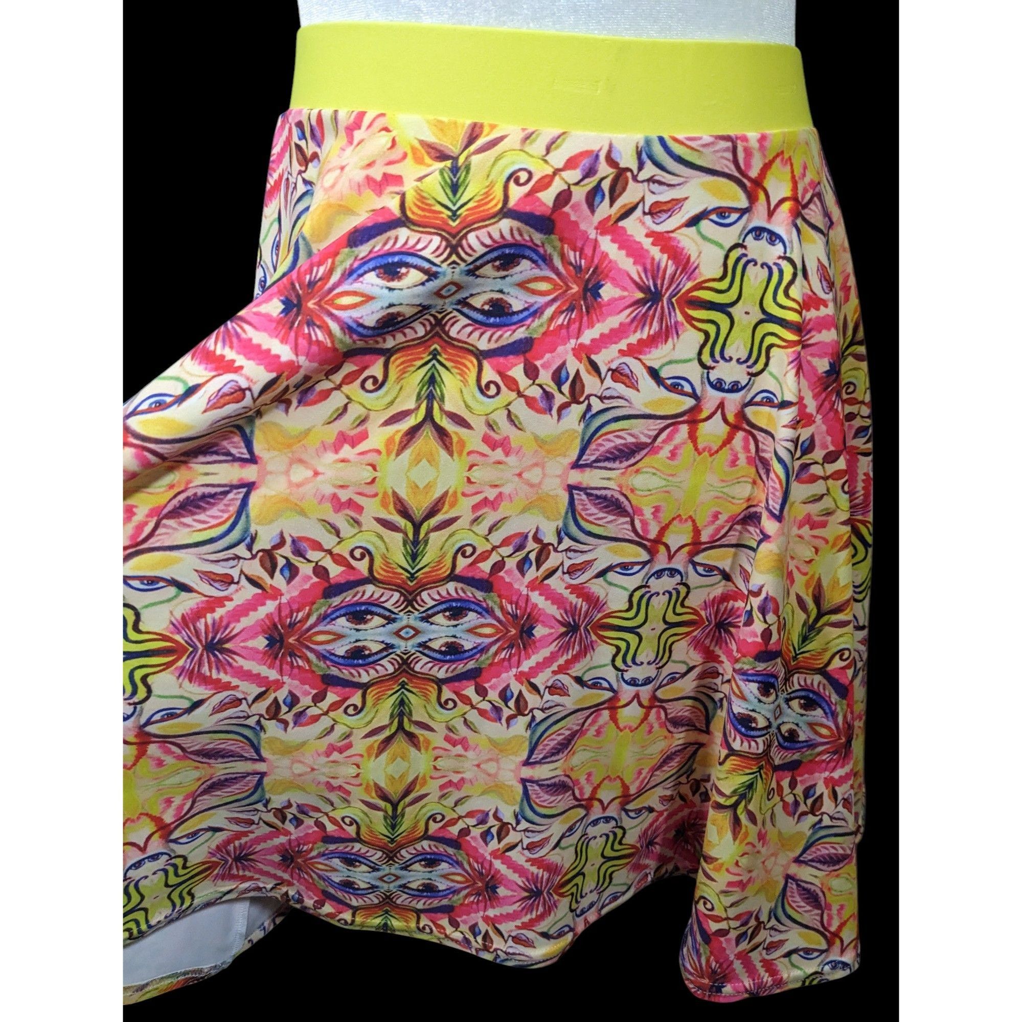 Other The Pastel Abstract Yellow And Pink Skater Skirt Size Medium Size 26" / US 2 / IT 38 - 3 Thumbnail
