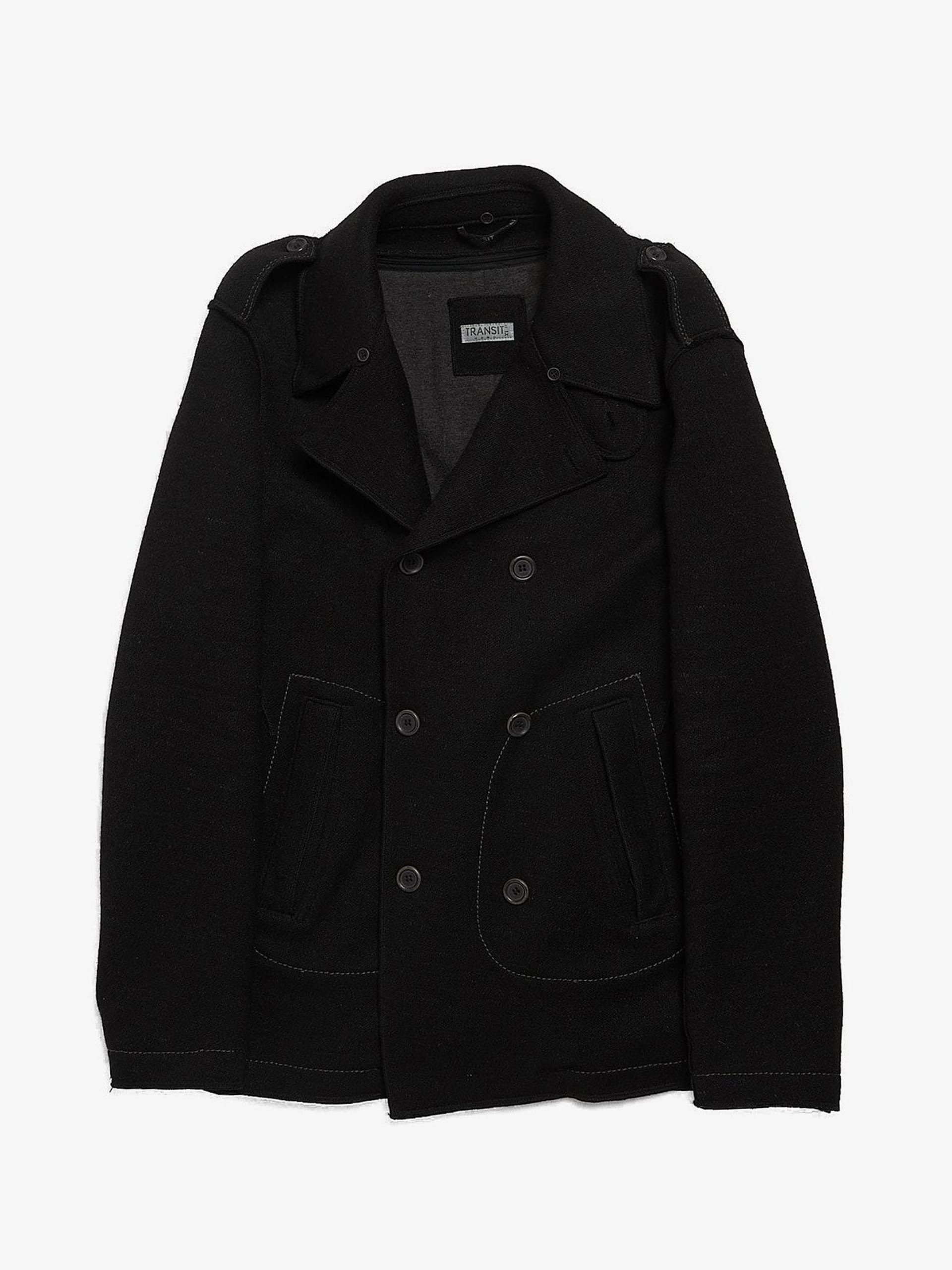 Transit Black Double Breasted Woolen Coat Size US XL / EU 56 / 4 - 1 Thumbnail
