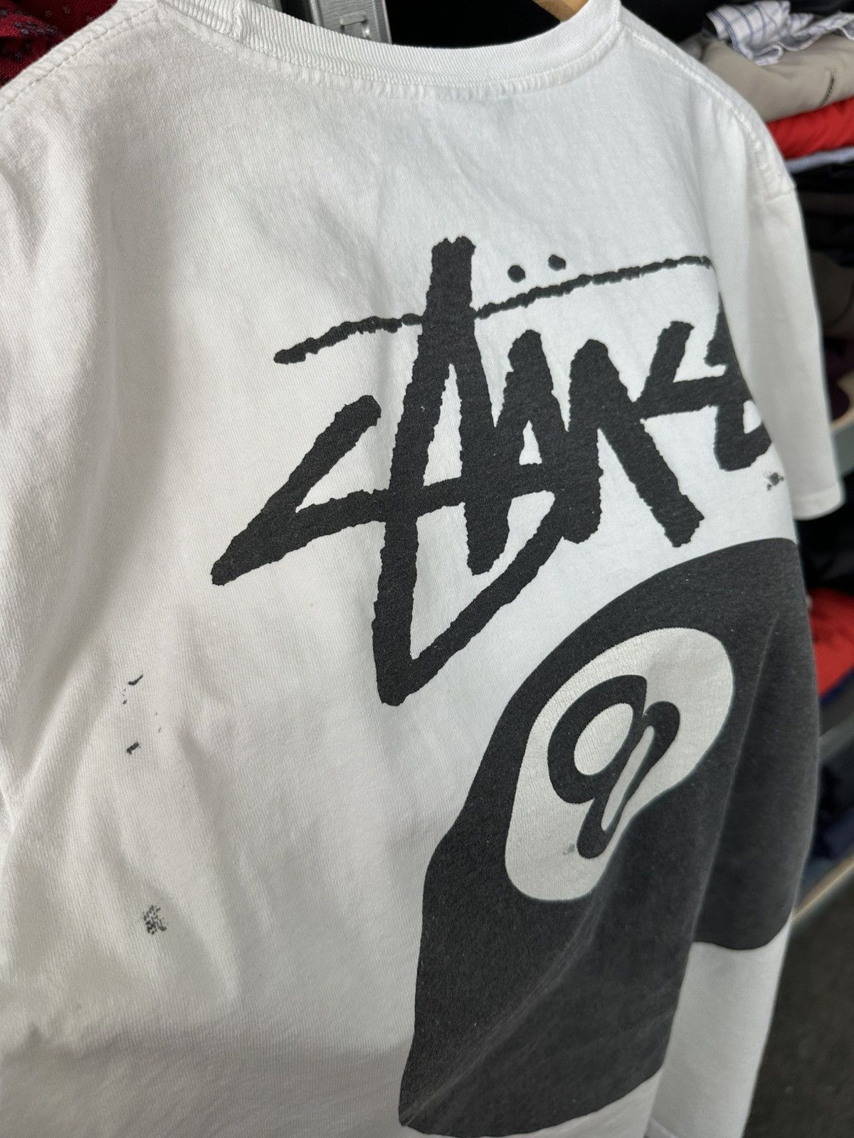 Stussy Y2K Stussy 8Ball Thrashed T-Shirt Big Logo Rare White Tee Size US L / EU 52-54 / 3 - 15 Thumbnail