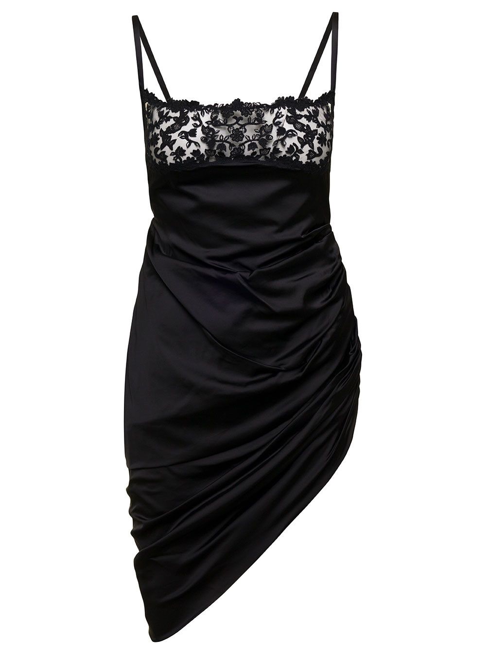 Black Brodéè 'La Saudade' Mini Dress in Satin Woman