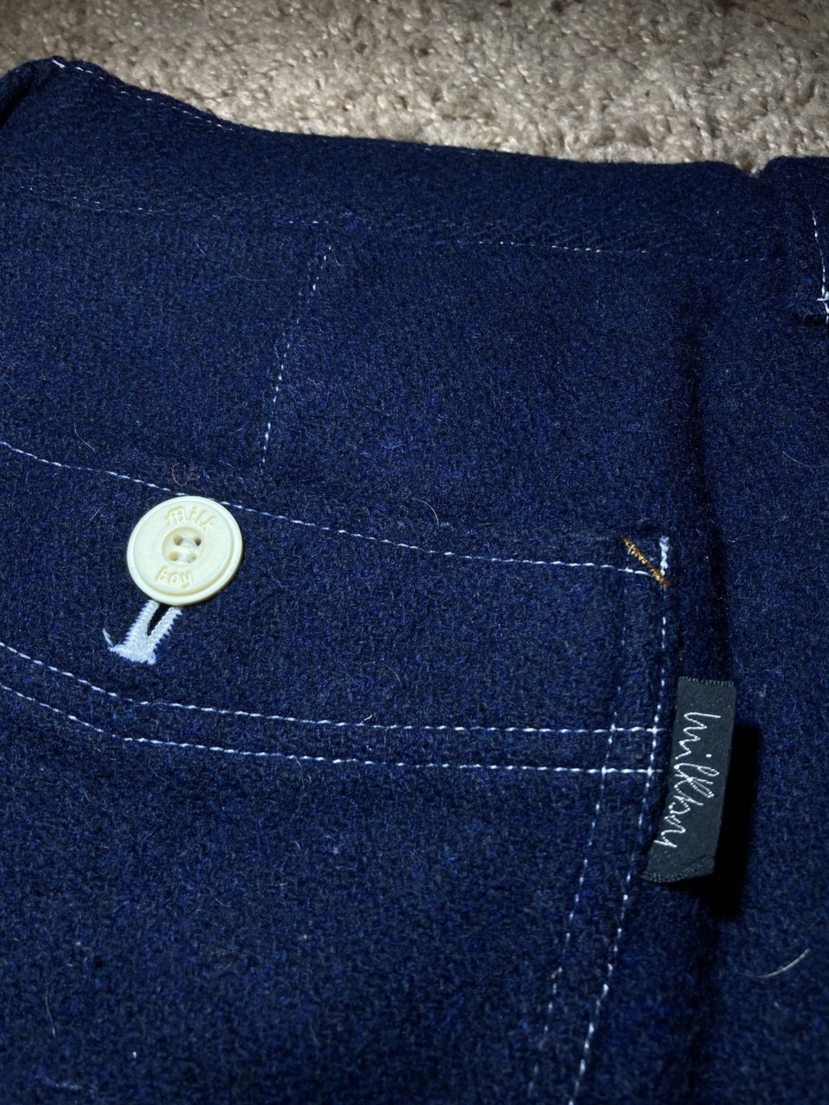 Japanese Brand 90s Milkboy Wool Carpenter Shorts Contrast Stitch Denim Faux Size US 30 / EU 46 - 9 Thumbnail