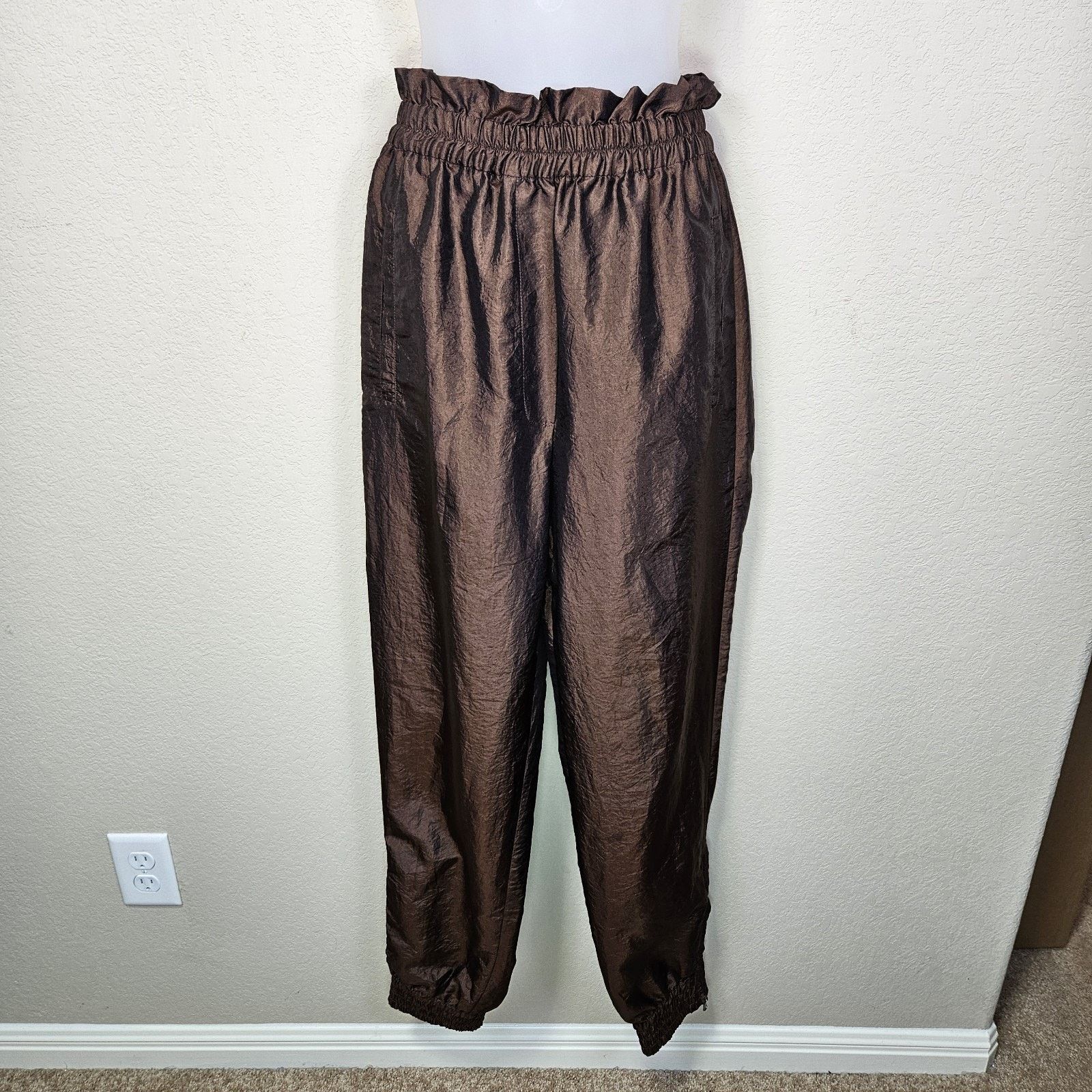 Tibi TIBI Crispy Nylon Felix Jogger Metallic Brown Oversize Baggy Size 27" / US 4 / IT 40 - 2 Thumbnail