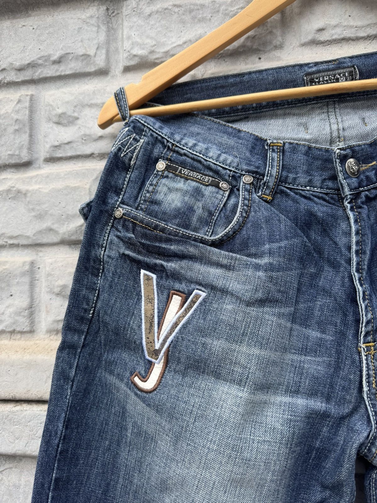 Versace 90s Versace Medusa Big Logo Flared Bootcut Jeans Y2K Size US 32 / EU 48 - 4 Thumbnail