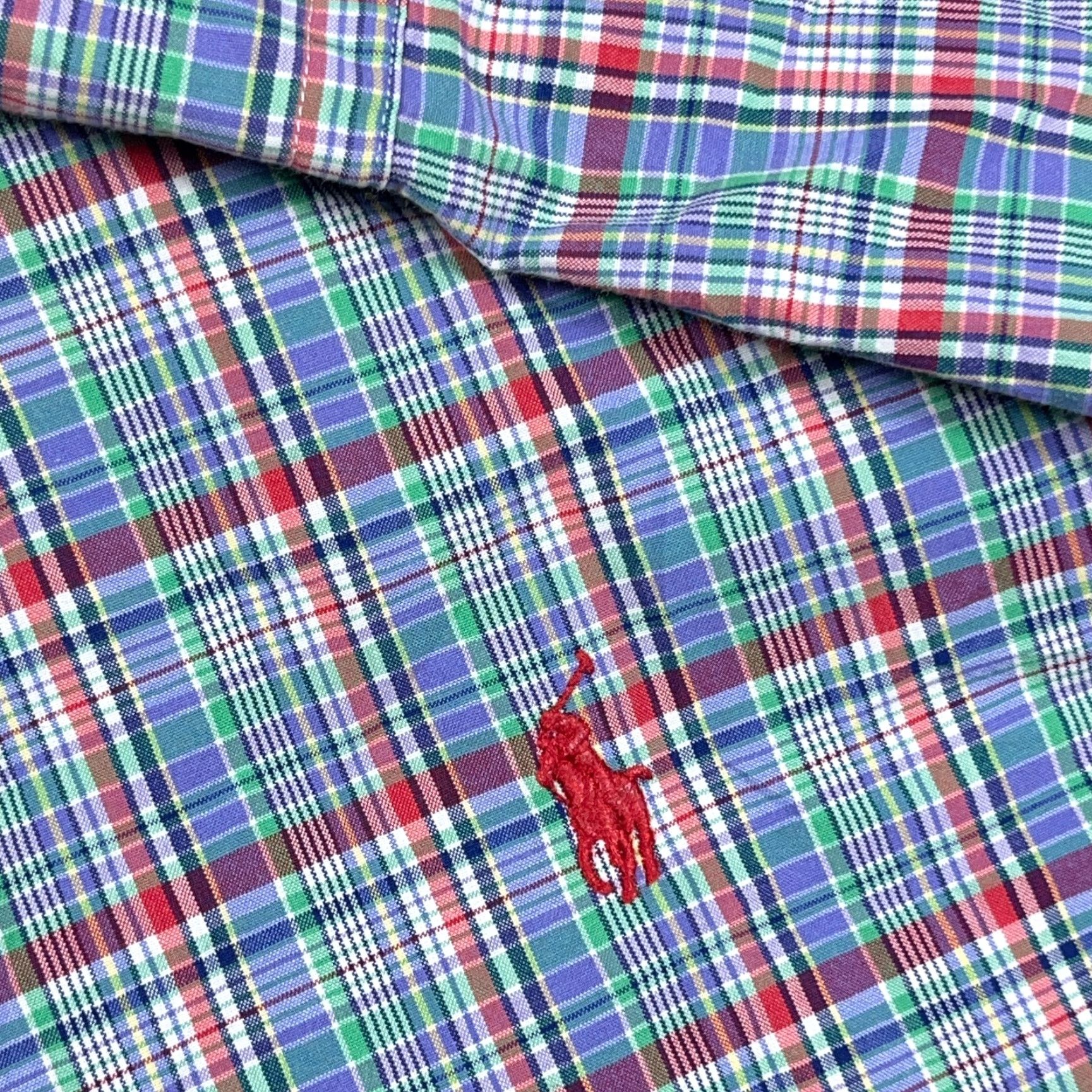 Ralph Lauren Ralph Lauren Shirt Men Large Blue Red Plaid Button Up Poplin Pony Dress Preppy Size 42R - 4 Thumbnail